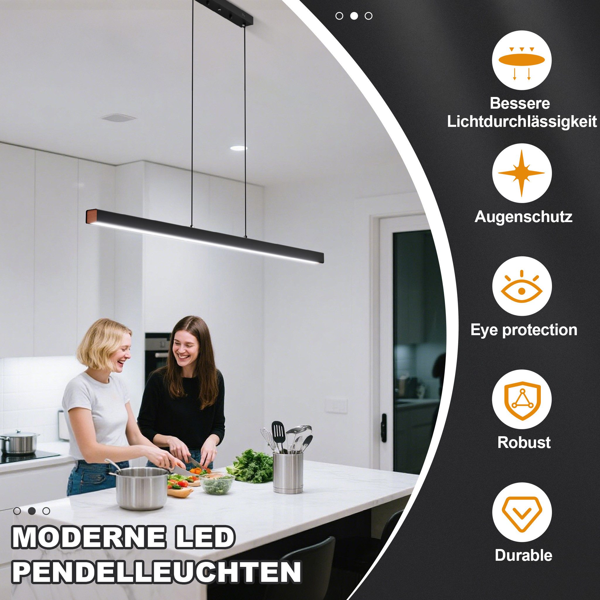 FIVMEN LED Pendelleuchte Moderne Hängelampe Höhenverstellbar, Kücheninsel Leuchten Acryl