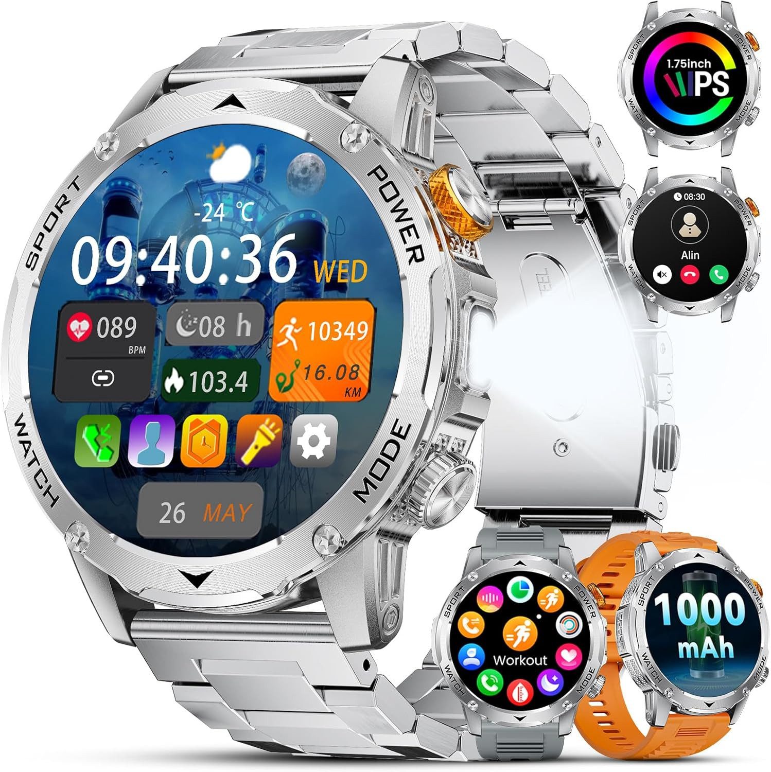 DREMAC EF12-H Smartwatch (4,4 cm, Andriod ios), Smartwatch mit großem Display