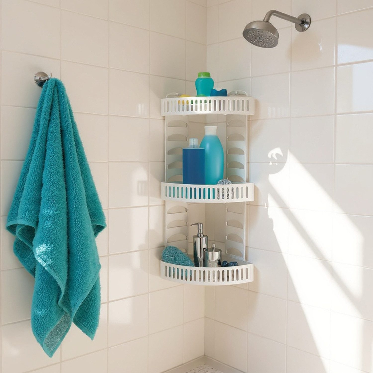 Sanixa Duschregal Eckregal Dusche Badezimmer 60 cm Kunststoff weiß, Ablage günstig online kaufen