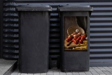 MuchoWow Wandsticker Schneidebrett - Gemüse - Stillleben - Pasta - Aus - Tomate - (1 St), Mülleimer-aufkleber, Mülltonne, Sticker, Container, Abfalbehälter