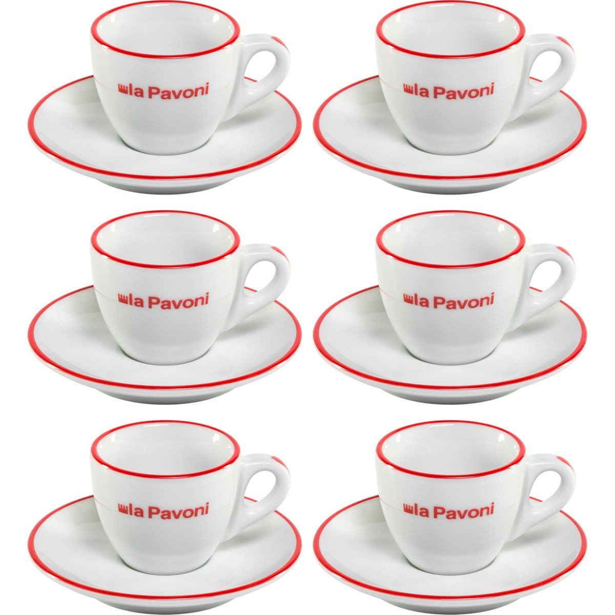 La Pavoni Kaffeeservice 6 Keramik-Espresso- Tassen mit Untertassen, Keramik