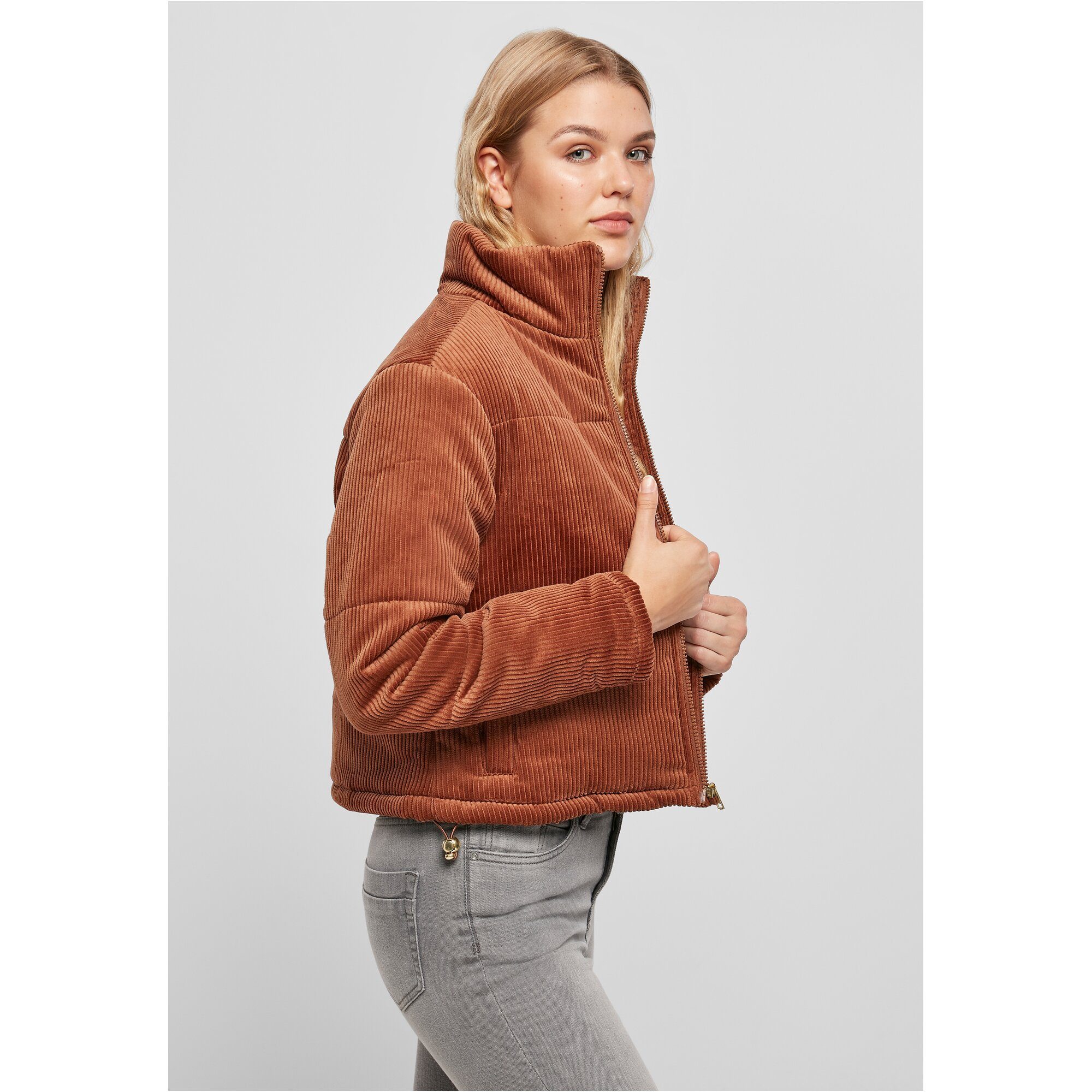 URBAN CLASSICS Winterjacke Damen Ladies toffee (1-St) Jacket Corduroy Puffer