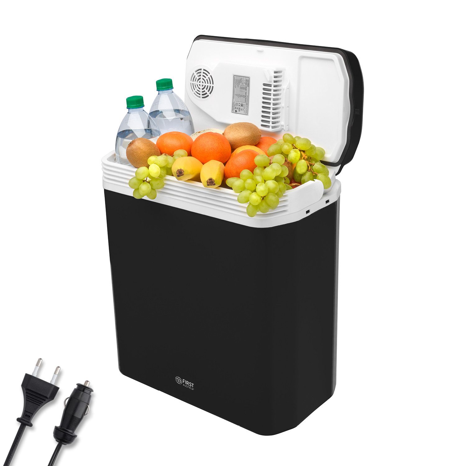 TZS FIRST AUSTRIA Elektrische Kühlbox 24L, Kühlbox, 12V /230V Anschluss, 12-V-Stecker fürs Auto, für Camping, Festivals, Reisen, mit Kühl- und Warmhaltefunktion