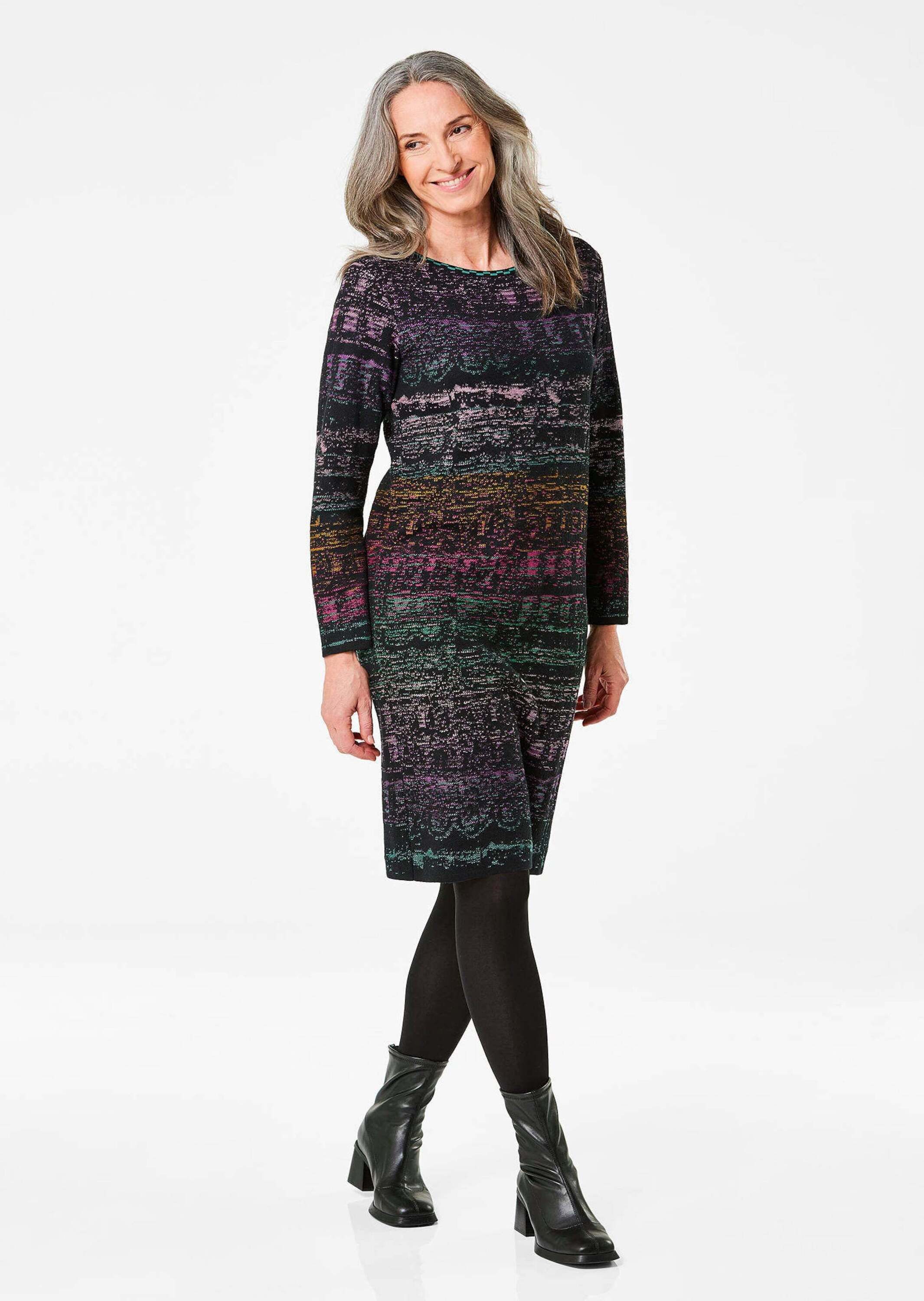 GOLDNER Strickpullover Baumwoll-Strickkleid, Rundhals Knieumspielendes Midi günstig online kaufen