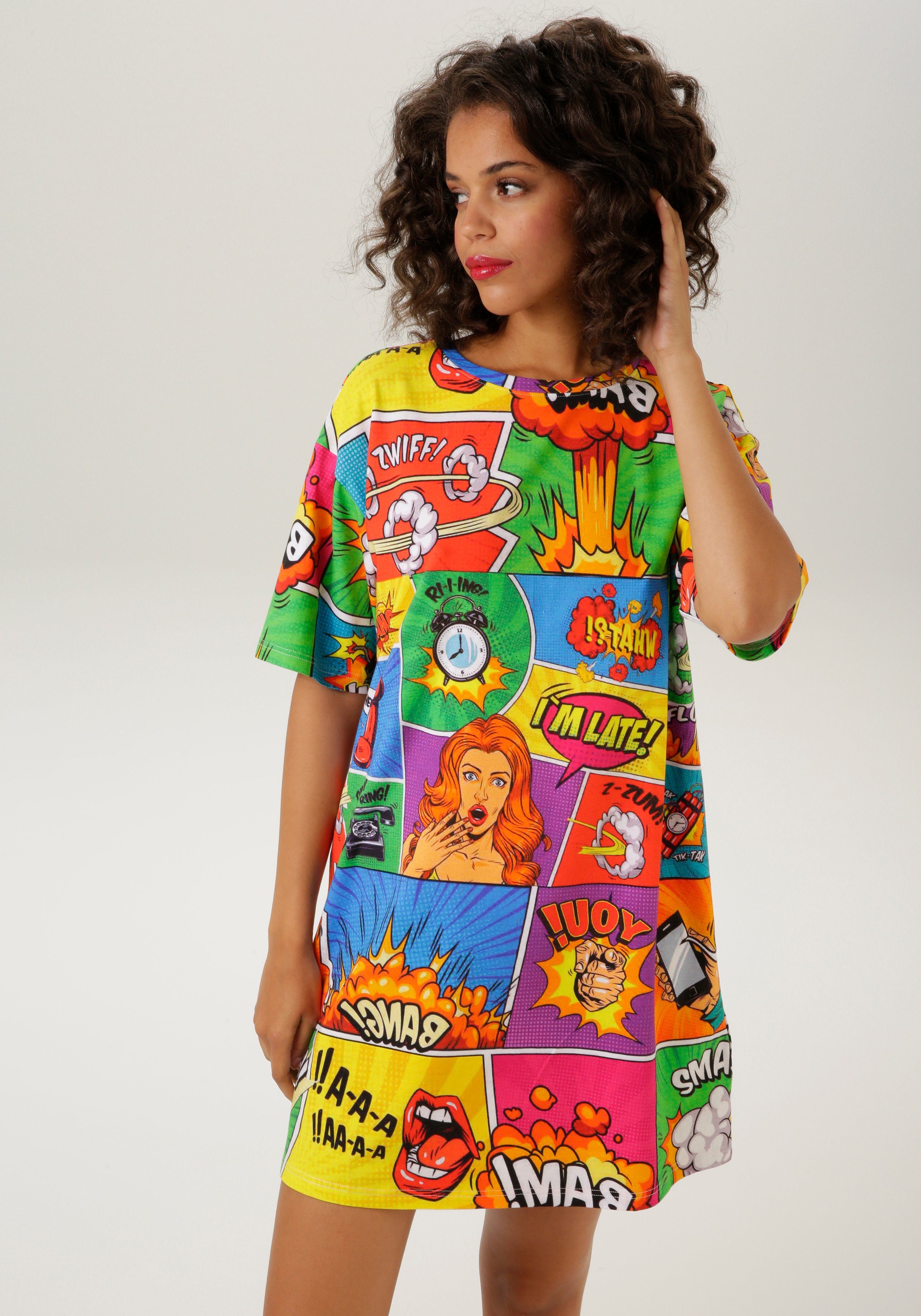 ANISTON CASUAL Minikleid mit coolen Comic-Drucken mehr
