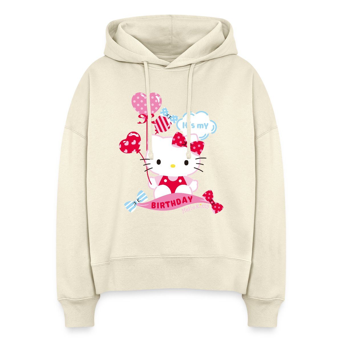 Hoodie Hello Kitty Mit Ballons Mein Geburtstag Frauen Boxy Organic Hoodie