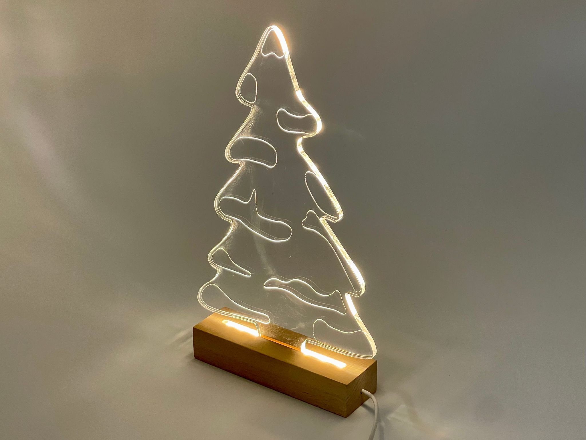 Weihnachtsfigur, USB-Netzteil - dezenter mit Acrylglas Kahyko Weihnachtslicht aus und modern Weihnachtsbaum Beleuchtung
