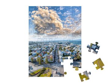 puzzleYOU Puzzle Luftaufnahme von Hallgrimskirkja, Reykjavik, 48 Puzzleteile, puzzleYOU-Kollektionen Reykjavik