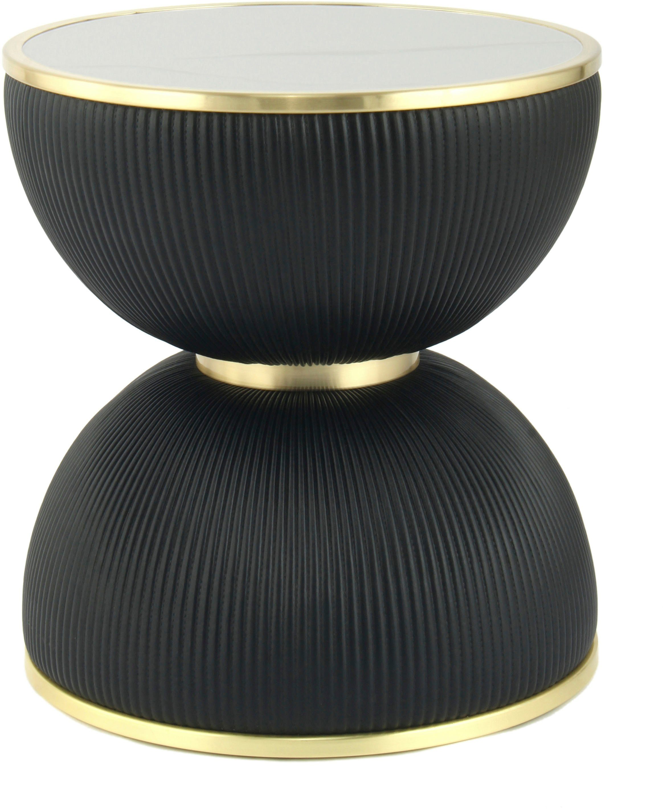 Kayoom Beistelltisch Jokai 225, Eisengestell, PU Stoffbezug, gesinterte Steinplatte (1-St), dekorativ, stilvoll, robust, Sanduhrform, PU Stoffbezug