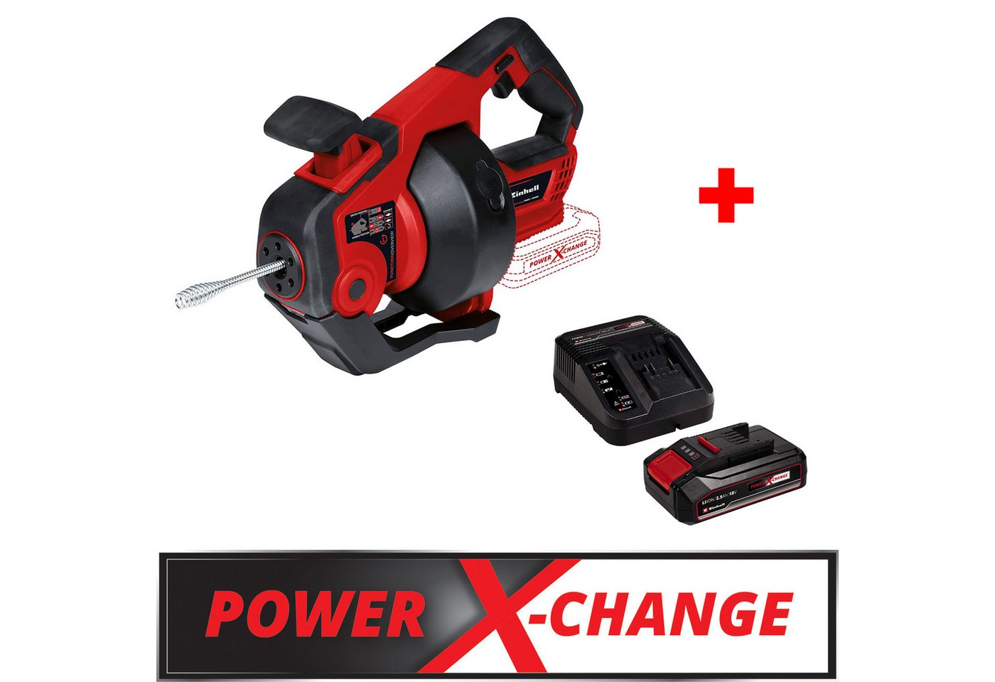 Thumbnail - Einhell Druckluftgeräte-Set Akku-Rohrreiniger TE-DA 18/760 Li Solo 16-55 mm + Starterkit 2,5 Ah