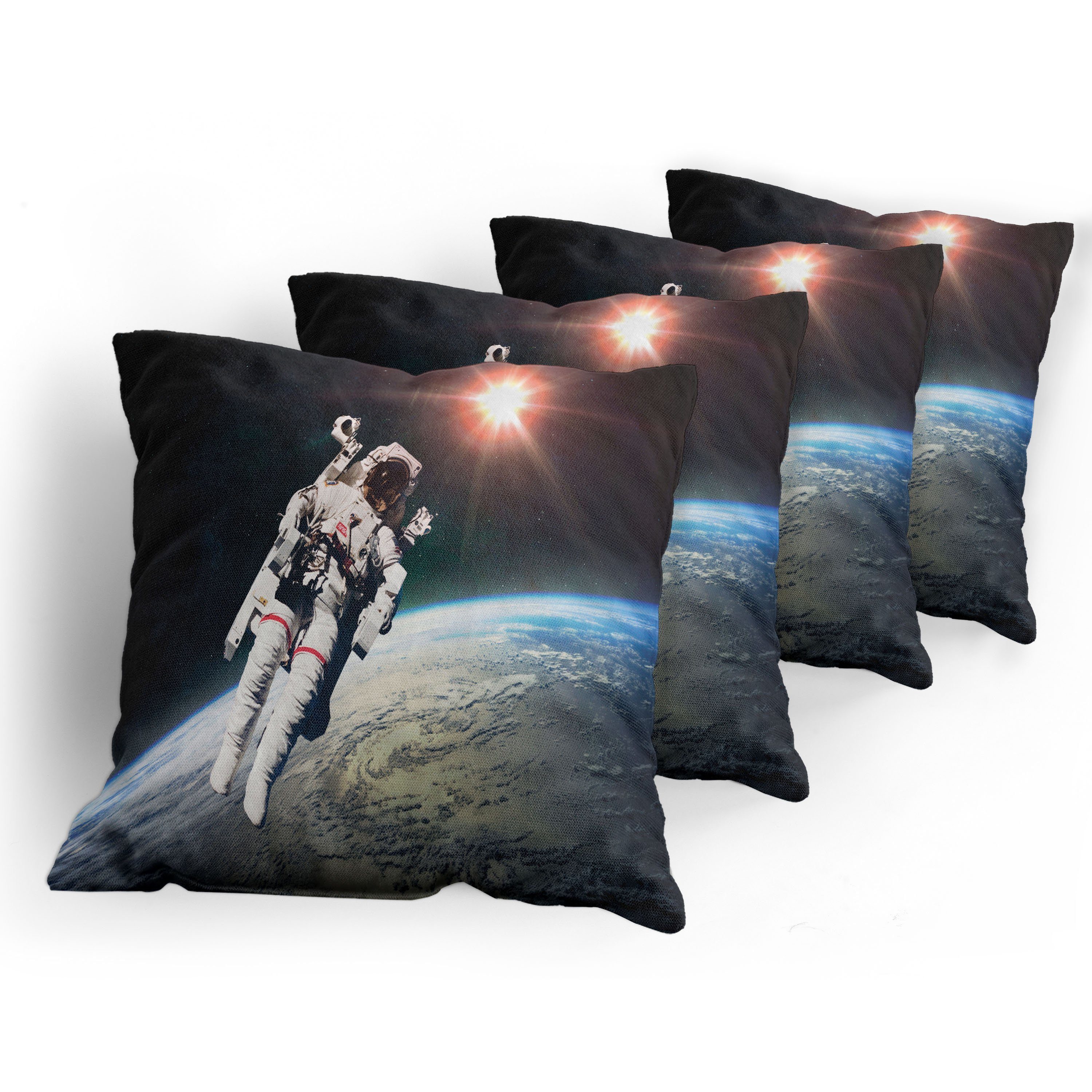 Kissenbezüge Modern Accent Doppelseitiger Abakuhaus Sun Beams Astronaut (4 Stück), mit Digitaldruck, Galaxis