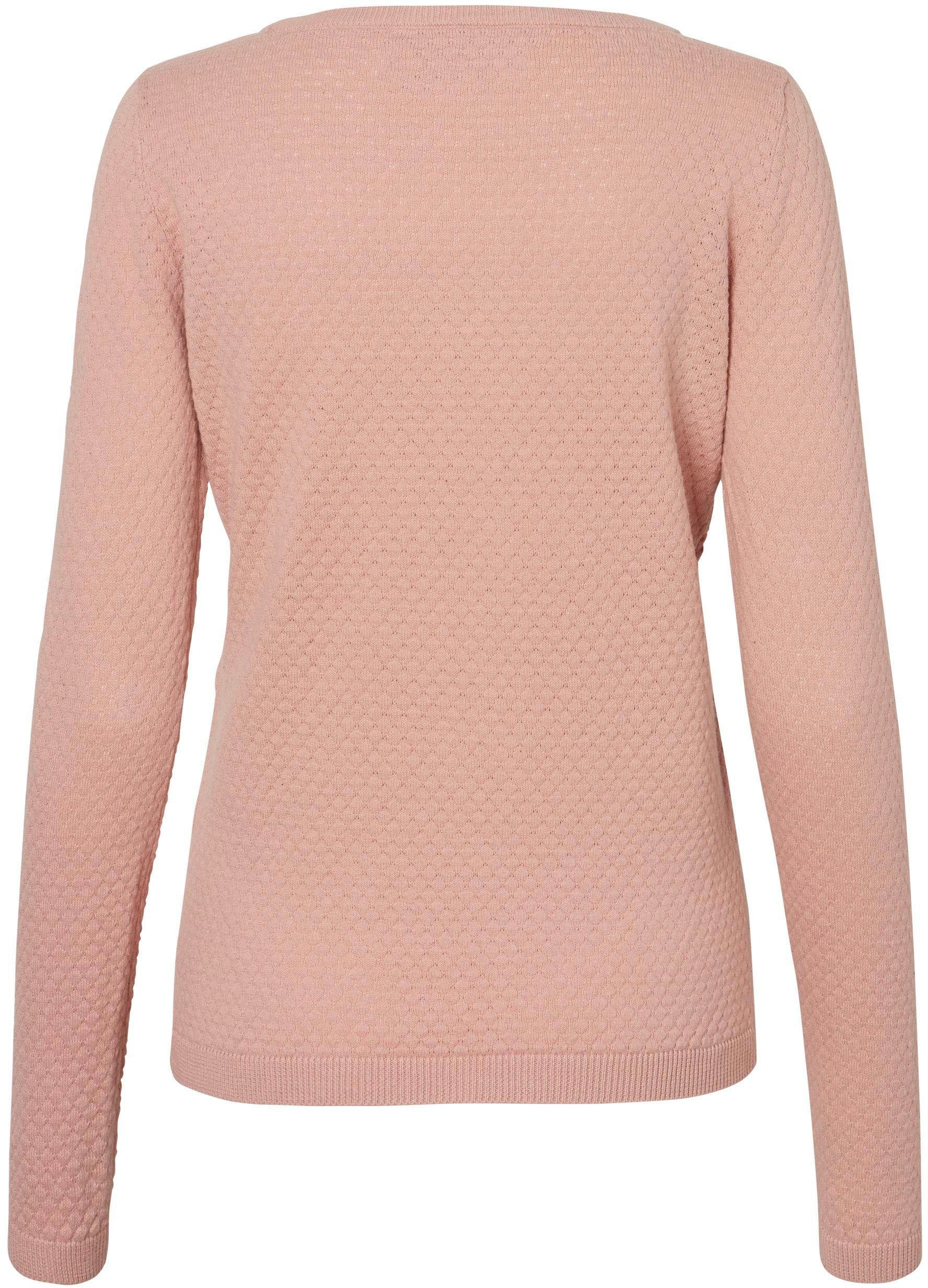 Rundhalspullover aus Moda rose misty VMCARE LS O-NECK Bio-Baumwolle BLOUSE Vero STRUCTURE