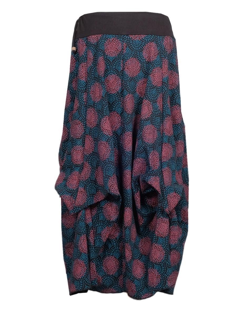 Vishes Maxirock Langer Damen Ballon-Rock Pump-Rock Baumwolle Blüten-Muster Retro Style, Sweat-Rock