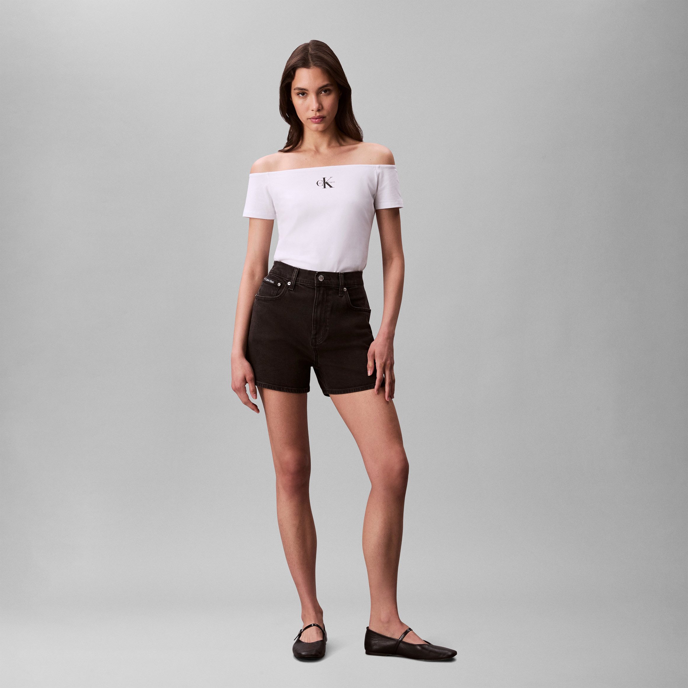 Calvin Klein Jeans Blusentop MNGRM OFF SHLDR STRT Mit tiefem Rundhalsausschnitt