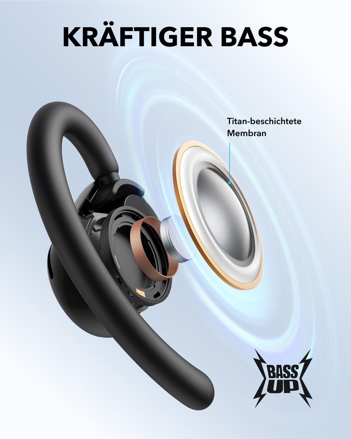 Anker soundcore by Anker V20i verstellbare Ohrhaken, BT 5.4 Open-Ear-Kopfhörer (Google Assistant, Siri, KI-gestützte Geräuschunterdrückung, BassUp™-Technologie) – Bild 5 von 5
