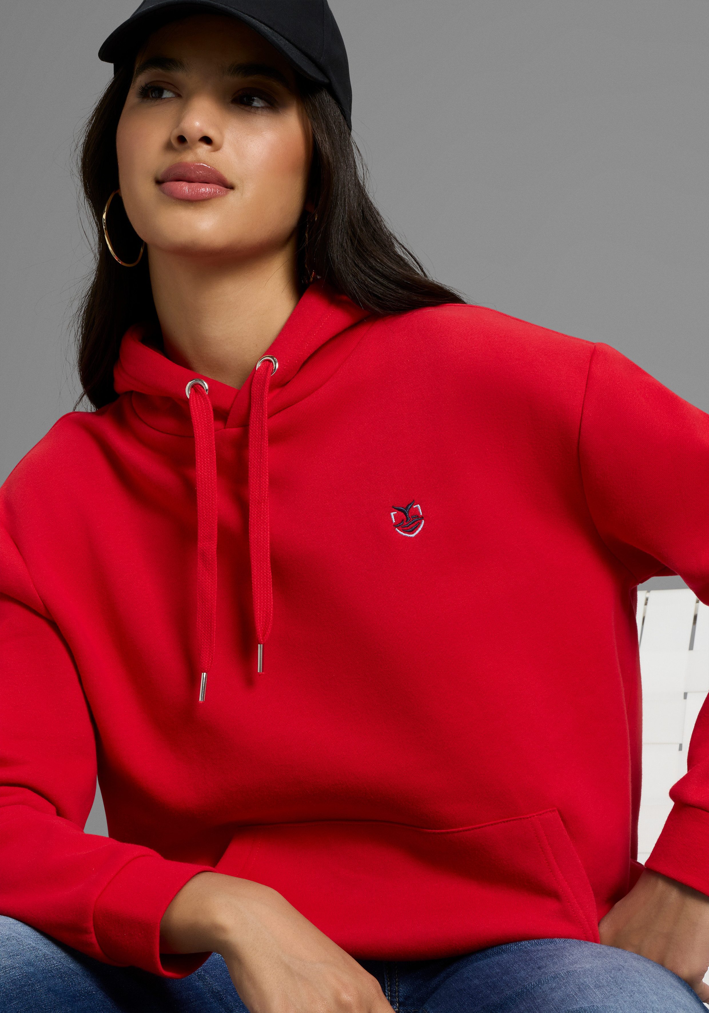 DELMAO Kapuzensweatshirt Weiche Baumwollmischung mit Kängurutasche & Kapuze
