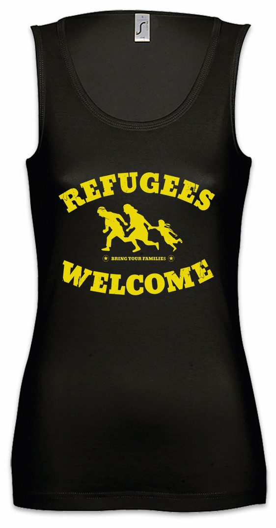 Tanktop Refugees Welcome Ärmelloses Damen T-Shirt Demo Pro Willkommen