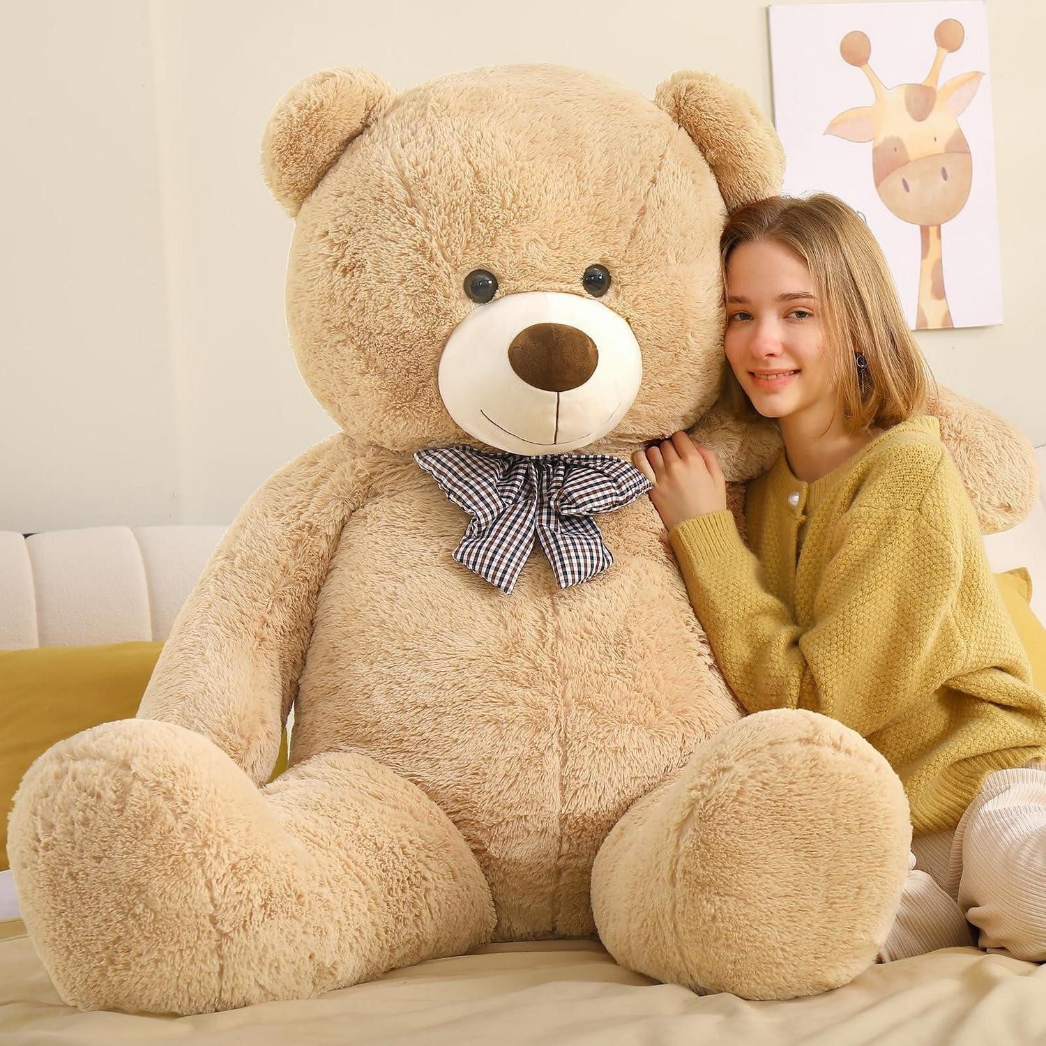 LuxusKollektion Kuscheltier Teddybär 140cm XXL Plüsch Kuscheltier Valentinstag Deko Hellbraun