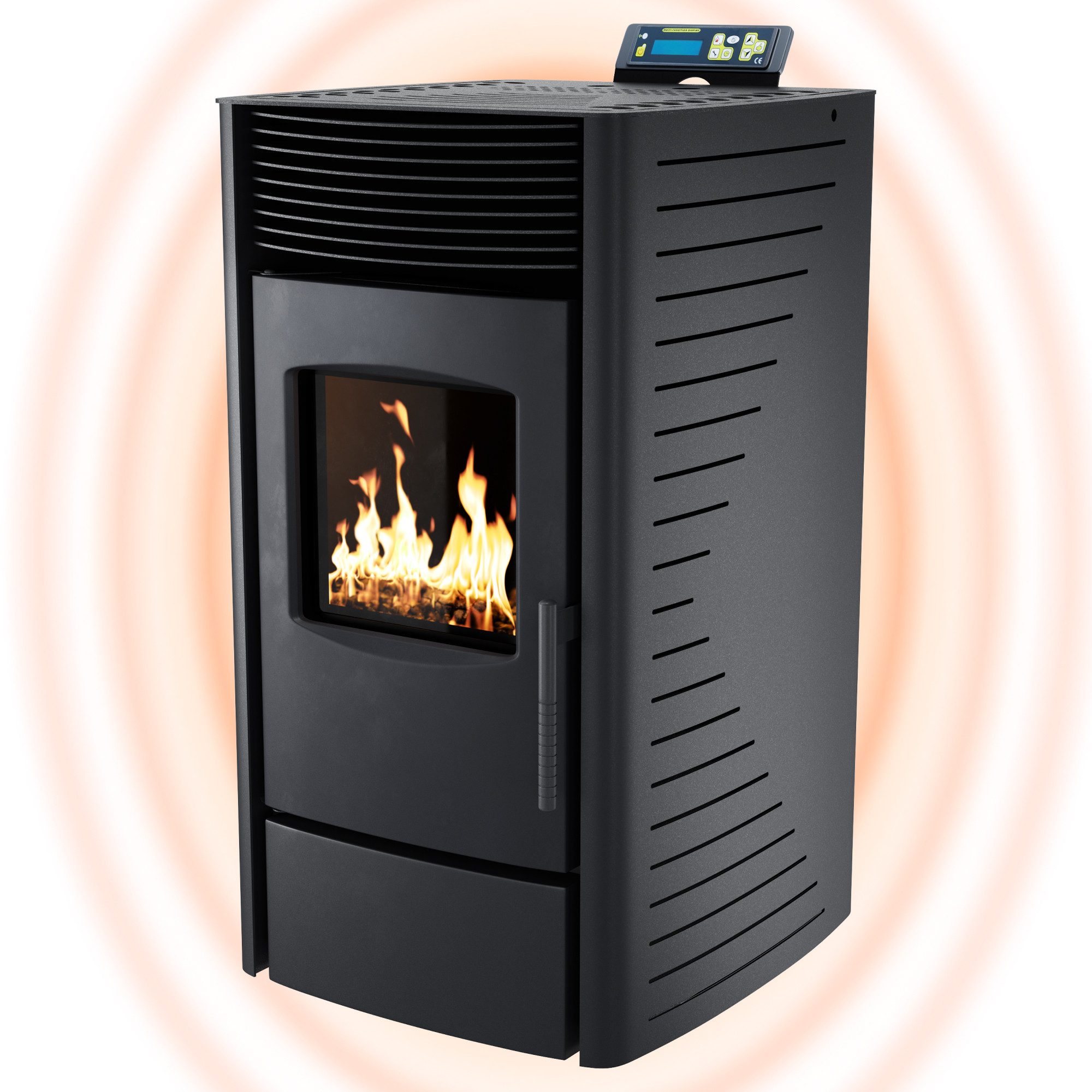 NEMAXX Pelletofen P9 Pelletheizung 11 kW bis 220m³ Wi-Fi Ready–effiziente Wärme–Schwarz