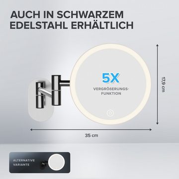 ovimar Kosmetikspiegel Vorupor (1-St), aus Edelstahl in Edelstahl zur Zum Kleben