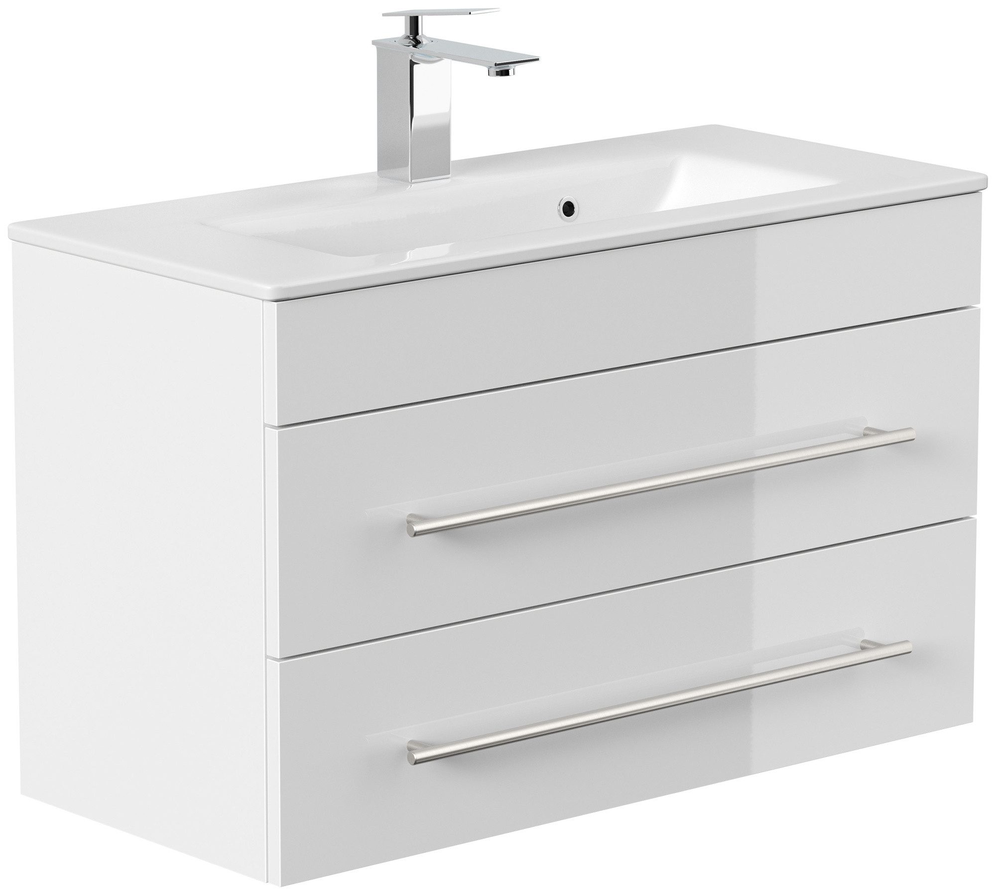 Magnolia Home Waschtisch Badmöbel Mars 800 SlimLine 80x36cm mit 2 SoftClose Schubladen weiss ho