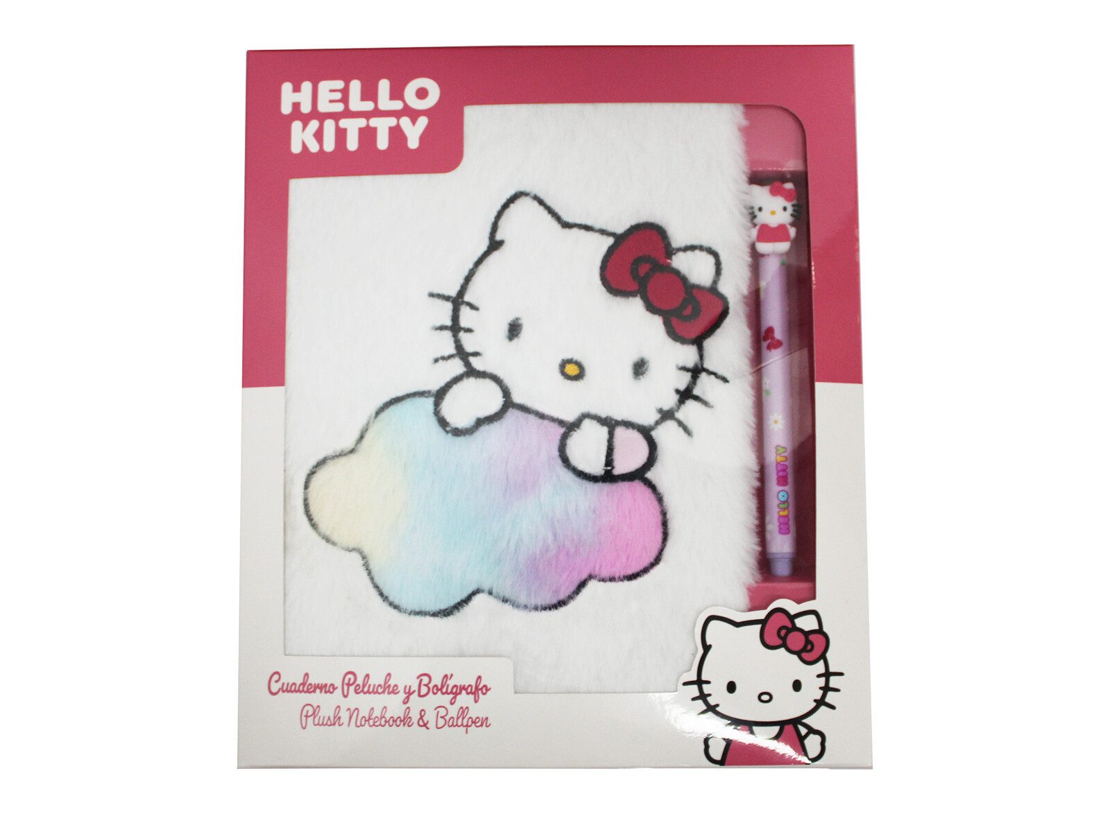 Hello Kitty Notizbuch - Plüsch Set mit radierbarem Gelstift Schreibset
