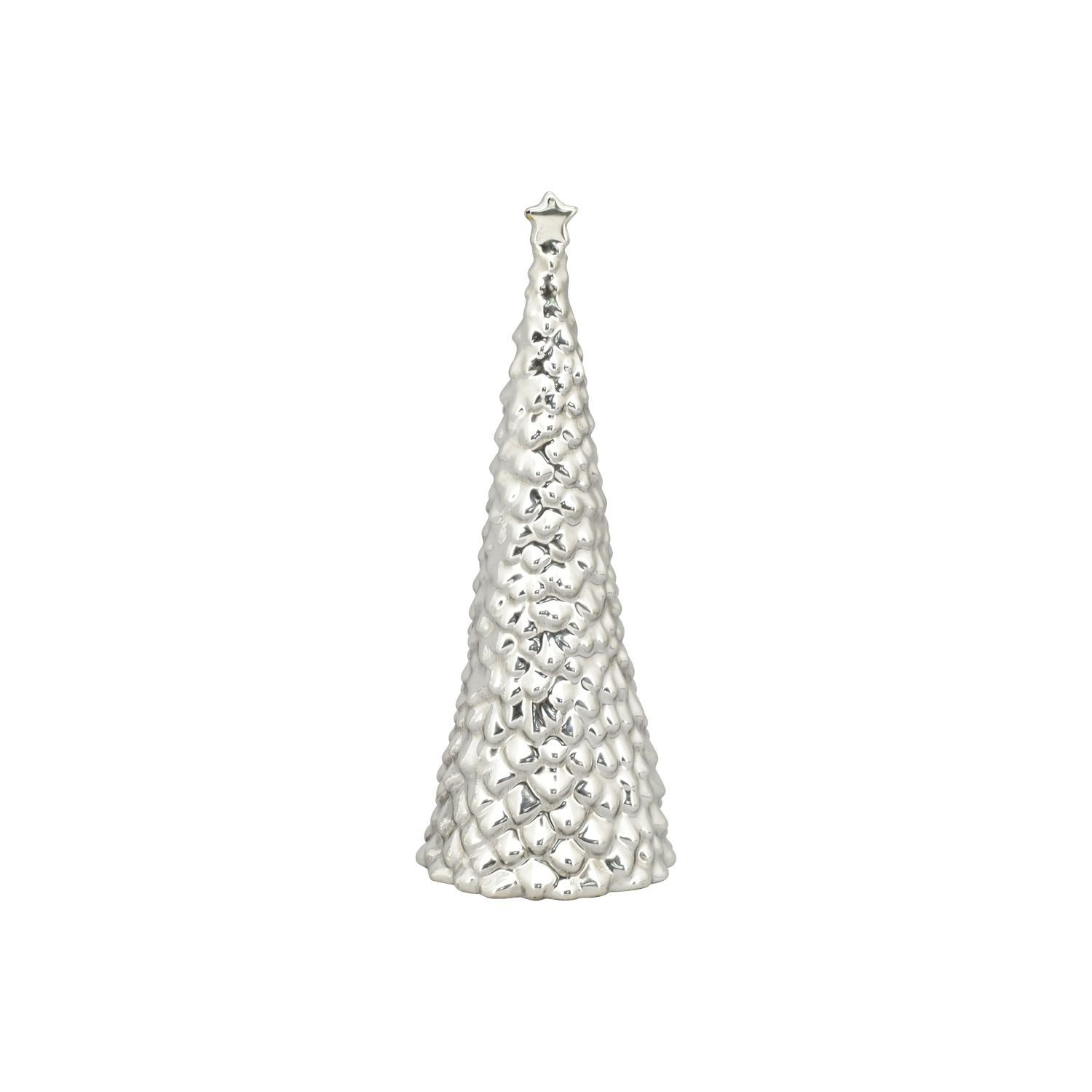 Exner GmbH Garten- & Wohnaccessoires Weihnachtsfigur Baum ArgenT - silber - Keramik - 10,5x10,5x27 cm