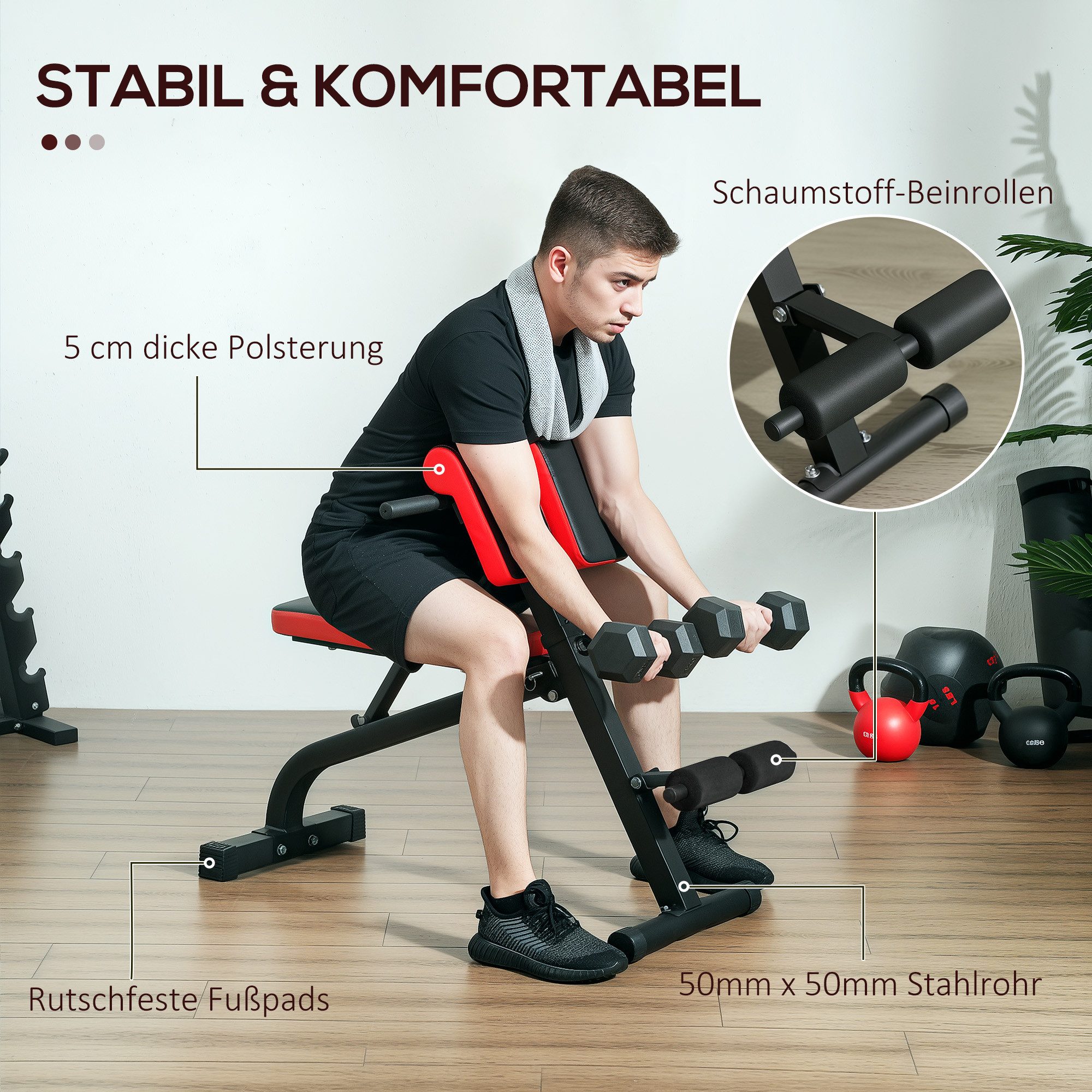 SPORTNOW Hantelbank verstellbar, klappbares Design, (für Bizeps-Curls, Langhantel, 1-tlg., Fitnessbank), bis 120 kg, 103 x 65 x 67-98 cm, Schwarz