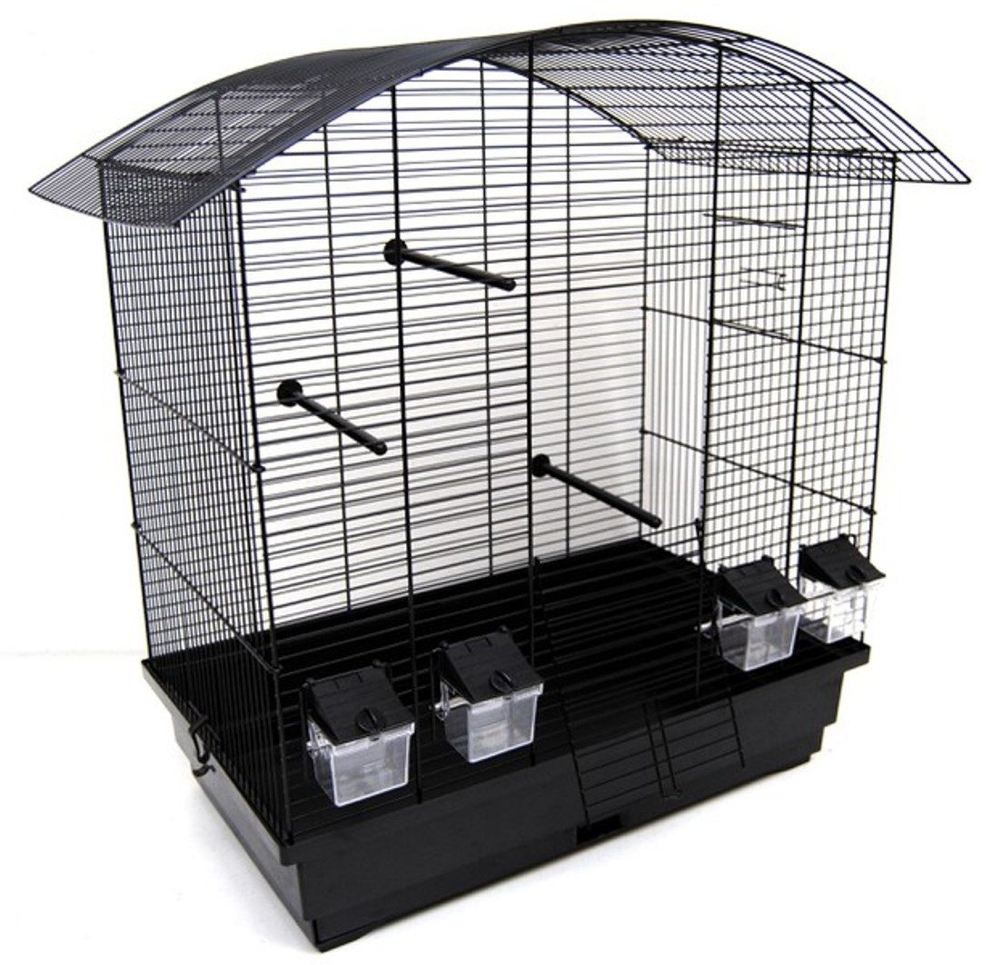 M.O. Vogelkäfig Vogelkäfig Ula Schwarz für Wellensittiche & Kanarien mit Zubehör