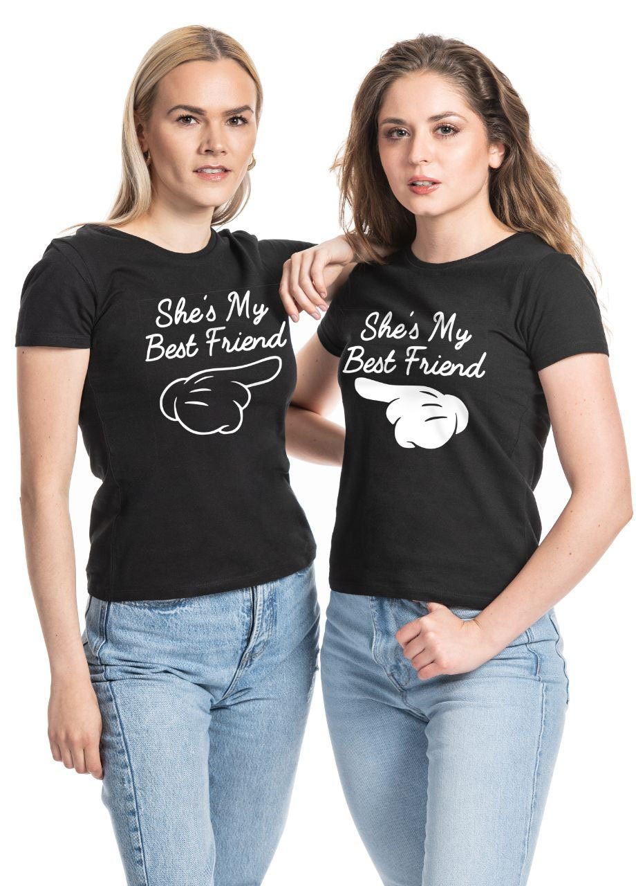 Couples Shop Print-Shirt She's My Best Friend Damen T-Shirt Set Beste Freunde mit modischem Spruch Print