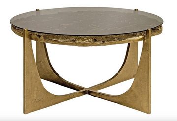 Casa Padrino Couchtisch Luxus Art Deco Couchtisch Bronze 74 x 38 cm - Gold mit Glasplatte - Art Design Tisch