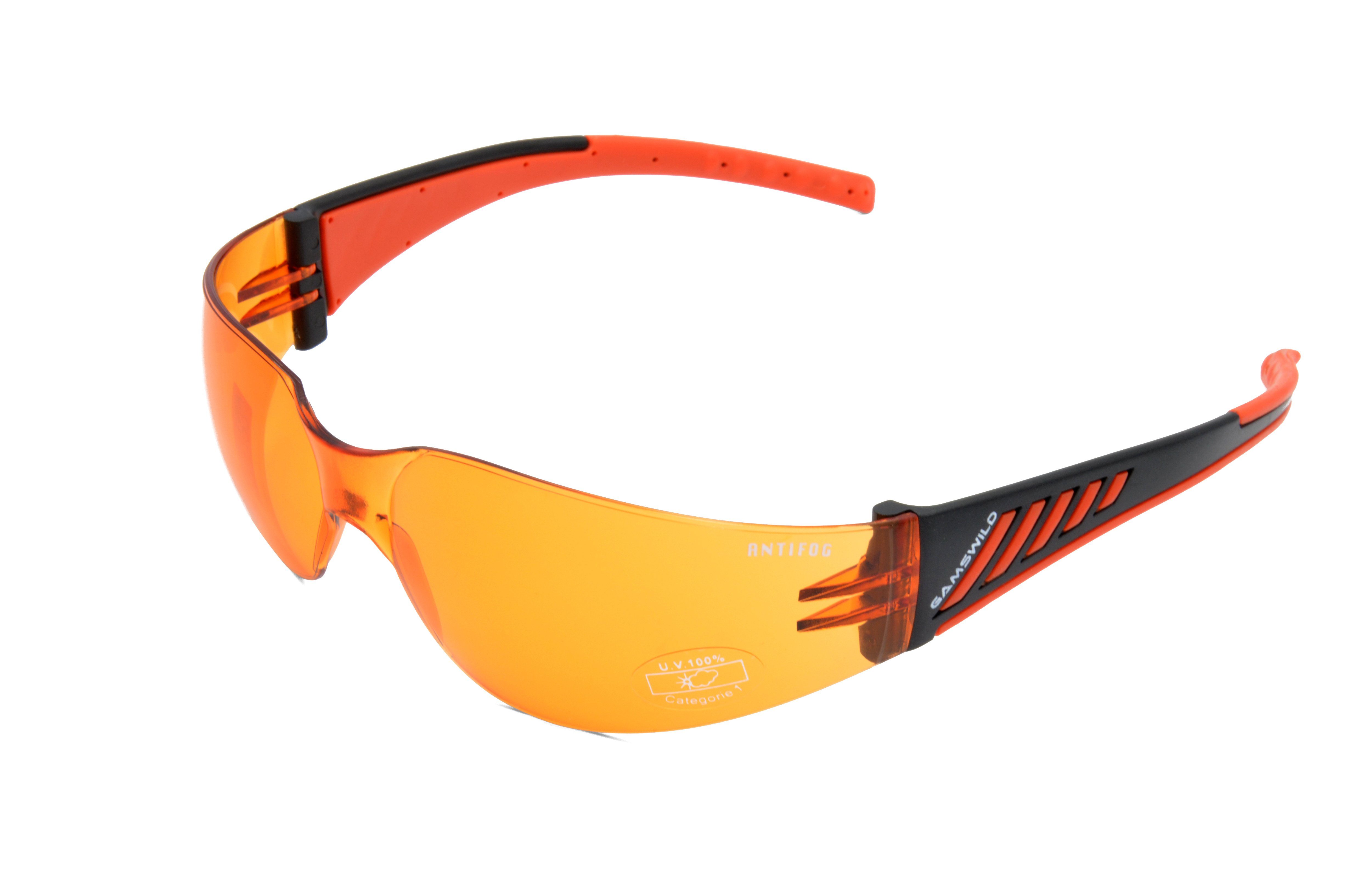 Gamswild Sportbrille UV400 Sonnenbrille Fahrradbrille Skibrille ANTIFOG Damen, Herren Modell WS7122 in brau, grau, orange