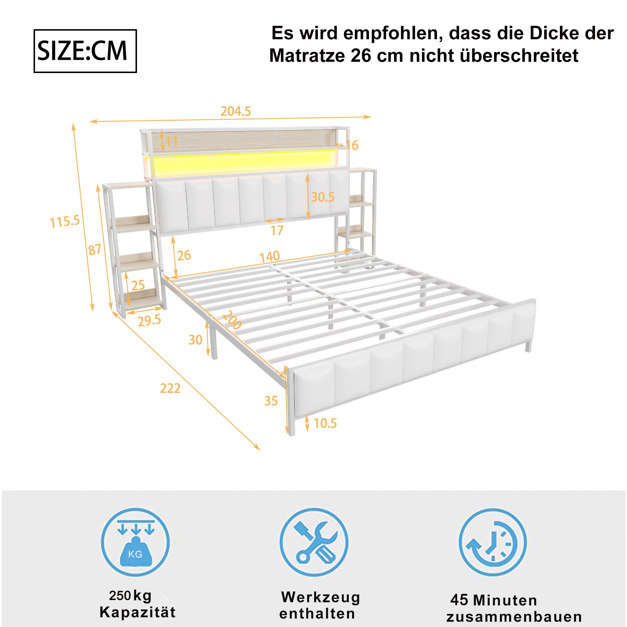 Ulife Polsterbett Doppelbett Jugendbett Eisenbett Stauraumbett günstig online kaufen