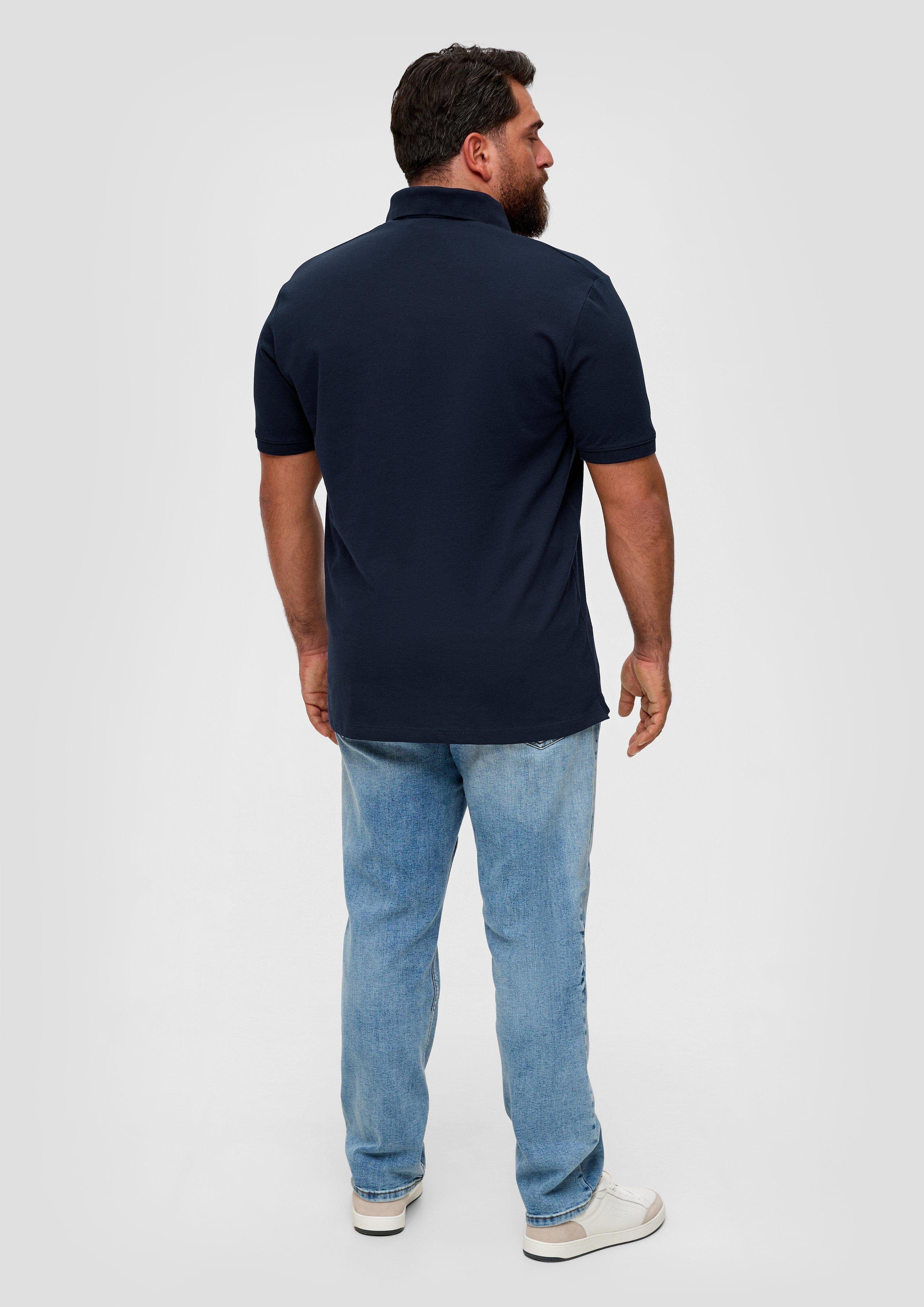 Polo-Shirt s.Oliver Kurzarmshirt aus navy Baumwollstretch