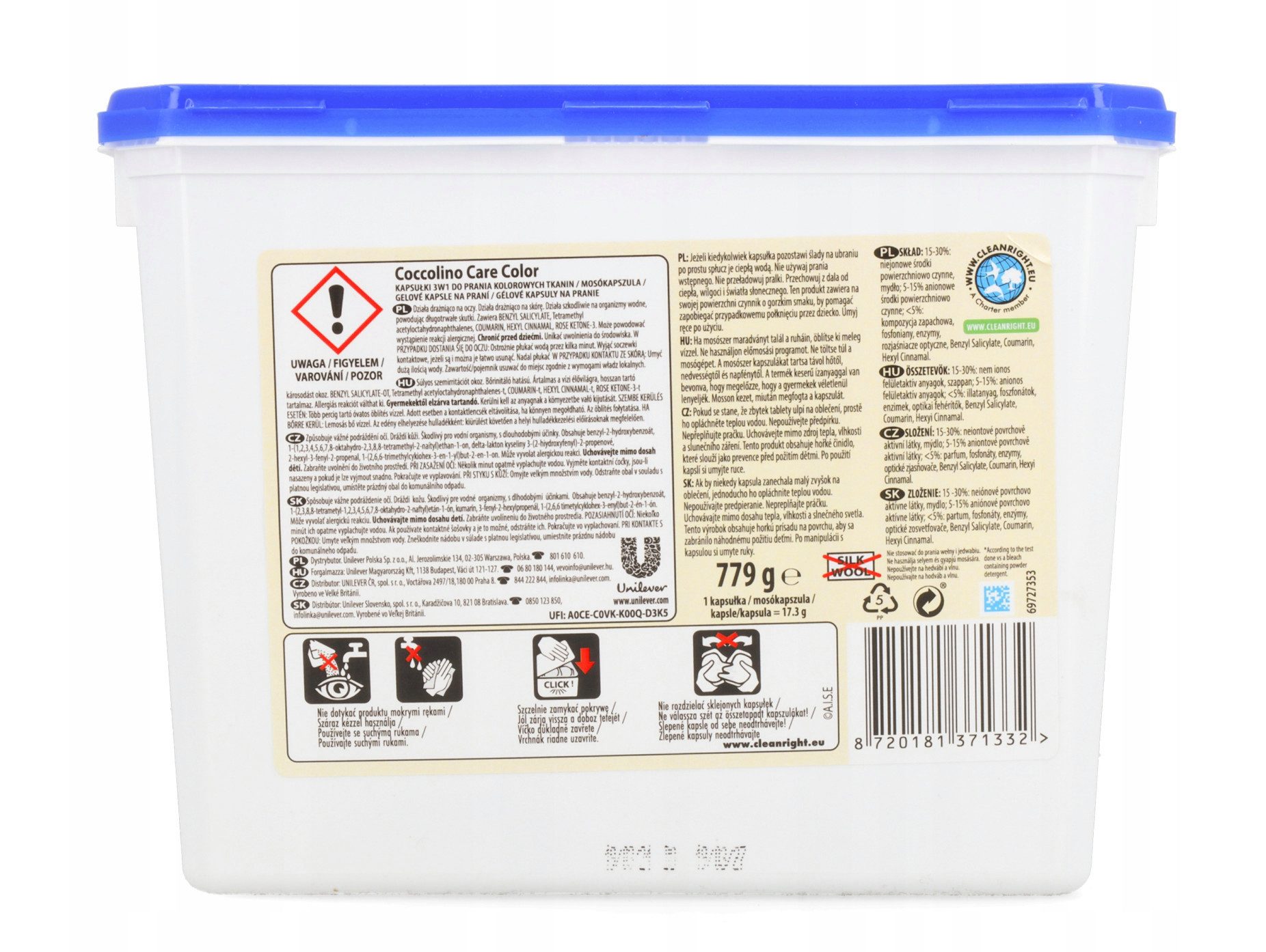 KomfortHome Coccolino 45 Discs 3in1 Vollwaschmittel Colorwaschmittel (45 Stück)