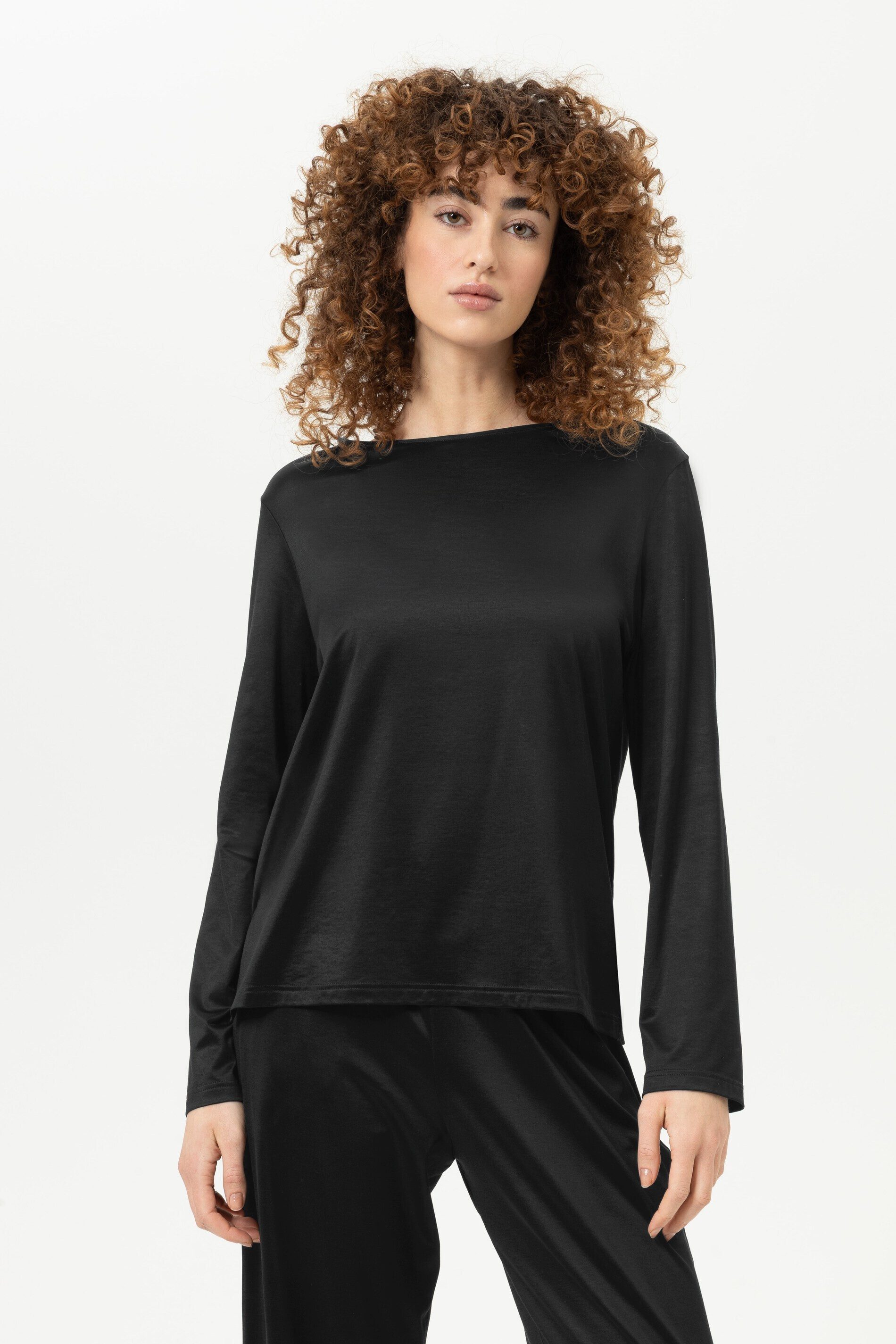 Mey Pyjamaoberteil Mey Langarm-Shirt Serie Pure Shine Uni T-Shirt (1-tlg) Premium-Shirt in Seiden-Optik, Viskose-Baumwoll-Mix