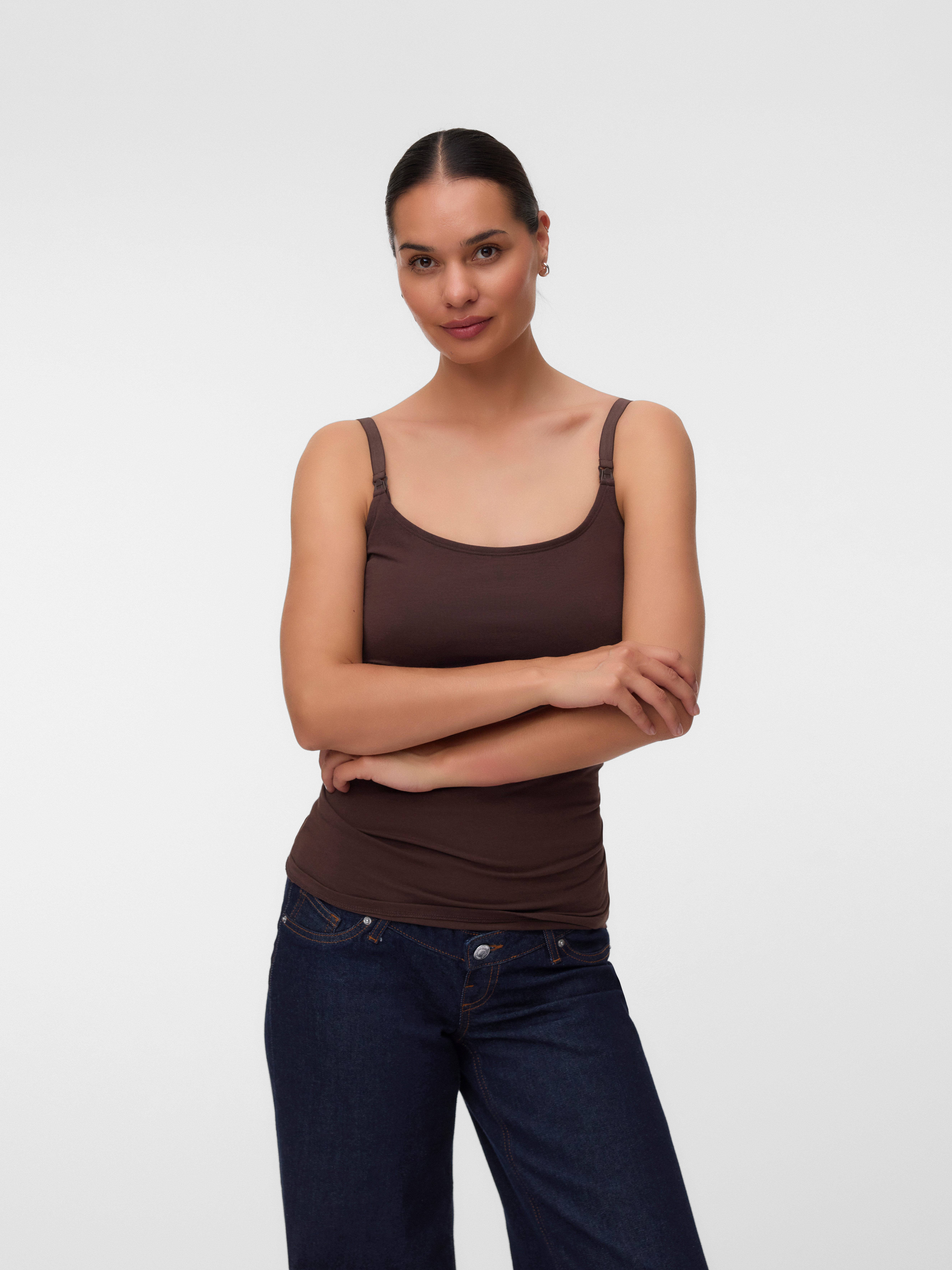 Mamalicious Umstandstop MLKERRIE STRAP JRS TOP 2F 2-P NOOS (Packung, 2-tlg) Baumwollmischung, regular fit