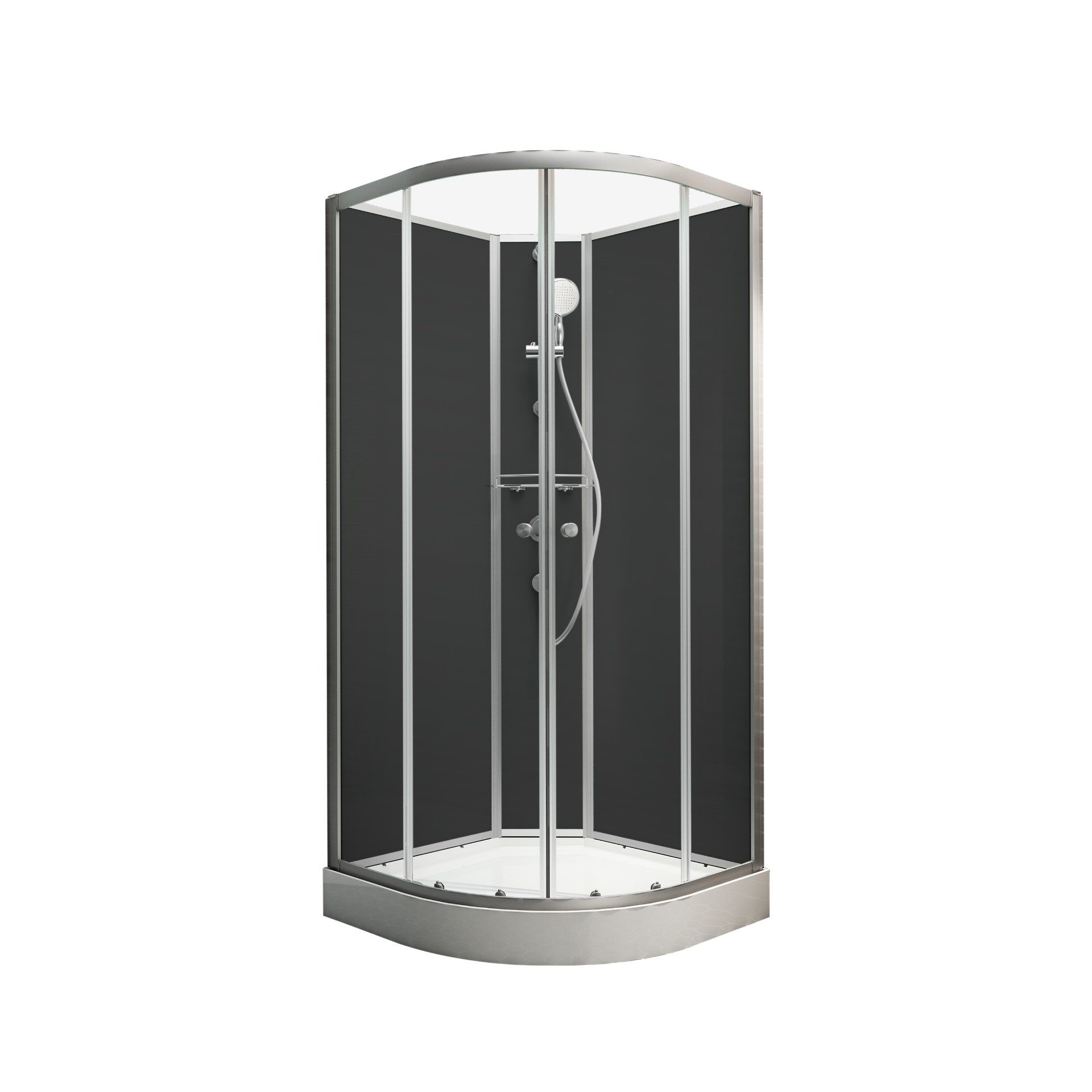 Schulte Komplettdusche Kreta II, BxT: 89x89 cm, Sicherheitsglas, Komplett Set mit Duschwanne Runddusche Schiebetür
