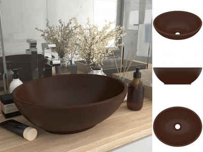 vidaXL Waschtisch Luxuriöses Ovales Waschbecken Matt Dunkelbraun 40x33 cm Keramik