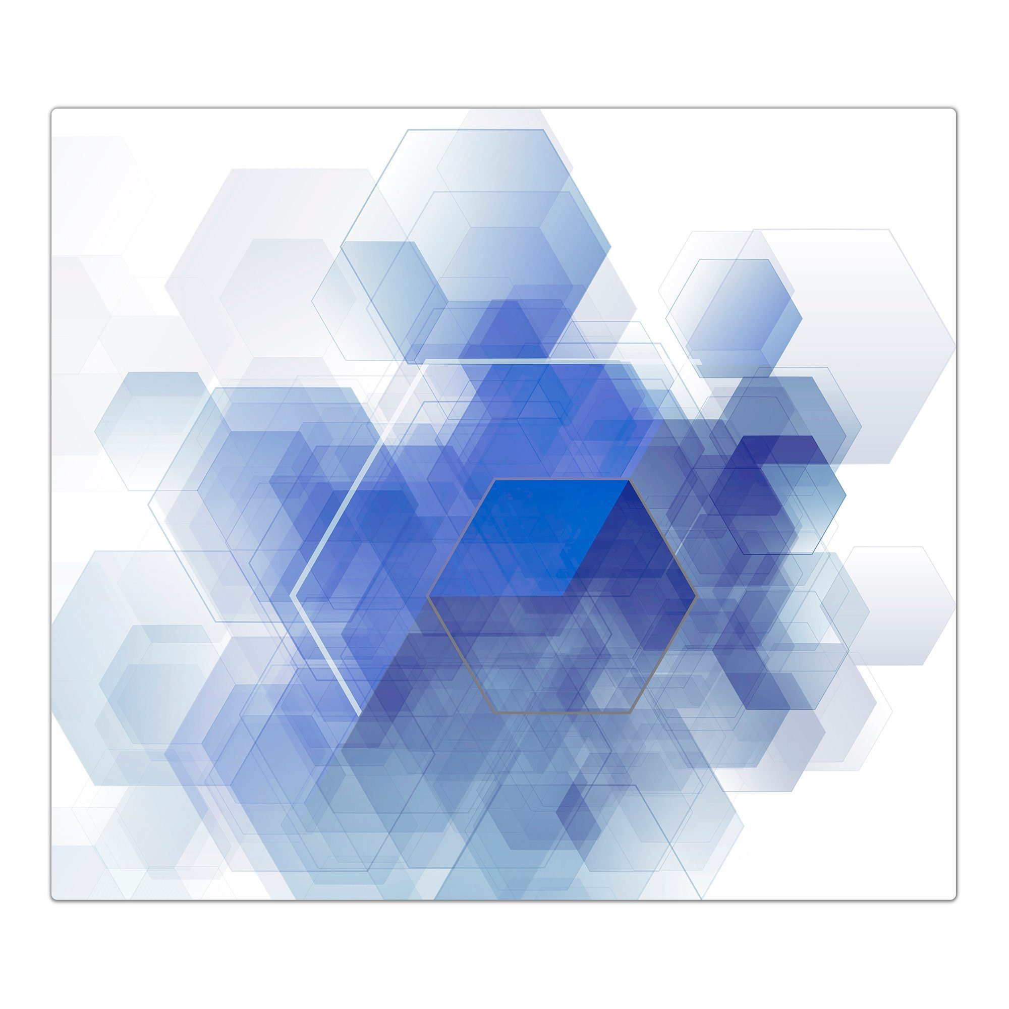 Primedeco Herd-Abdeckplatte Herdabdeckplatte Spritzschutz aus Glas Blaue geometrische Zeichen, Glas, (1 tlg)