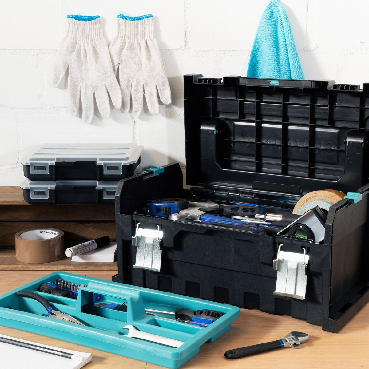 Werkzeugkoffer Organizer-Boxen" abnehmbaren 20 Navaris mit leer, Box Werkzeugkoffer