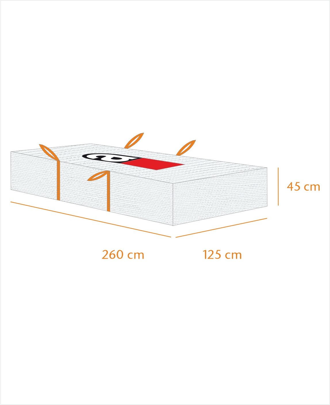 Lacers Big Bag Lacers Big Bag Asbest-Plattenbag Entsorgung 260x125x30 & 320x125x30 cm, Reißfest, Hohe Tragfähigkeit, bis 1500 Kg belastbar, Asbest-Aufdruck