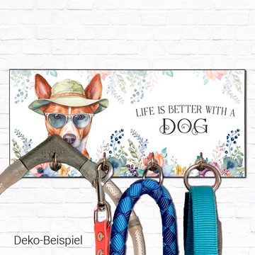 Cadouri Wandgarderobe BASENJI Design-Hundegarderobe für Hundezubehör (Garderobe mit 4 Haken), MDF, mit abgeschrägten Ecken, handgefertigt, für Hundebesitzer