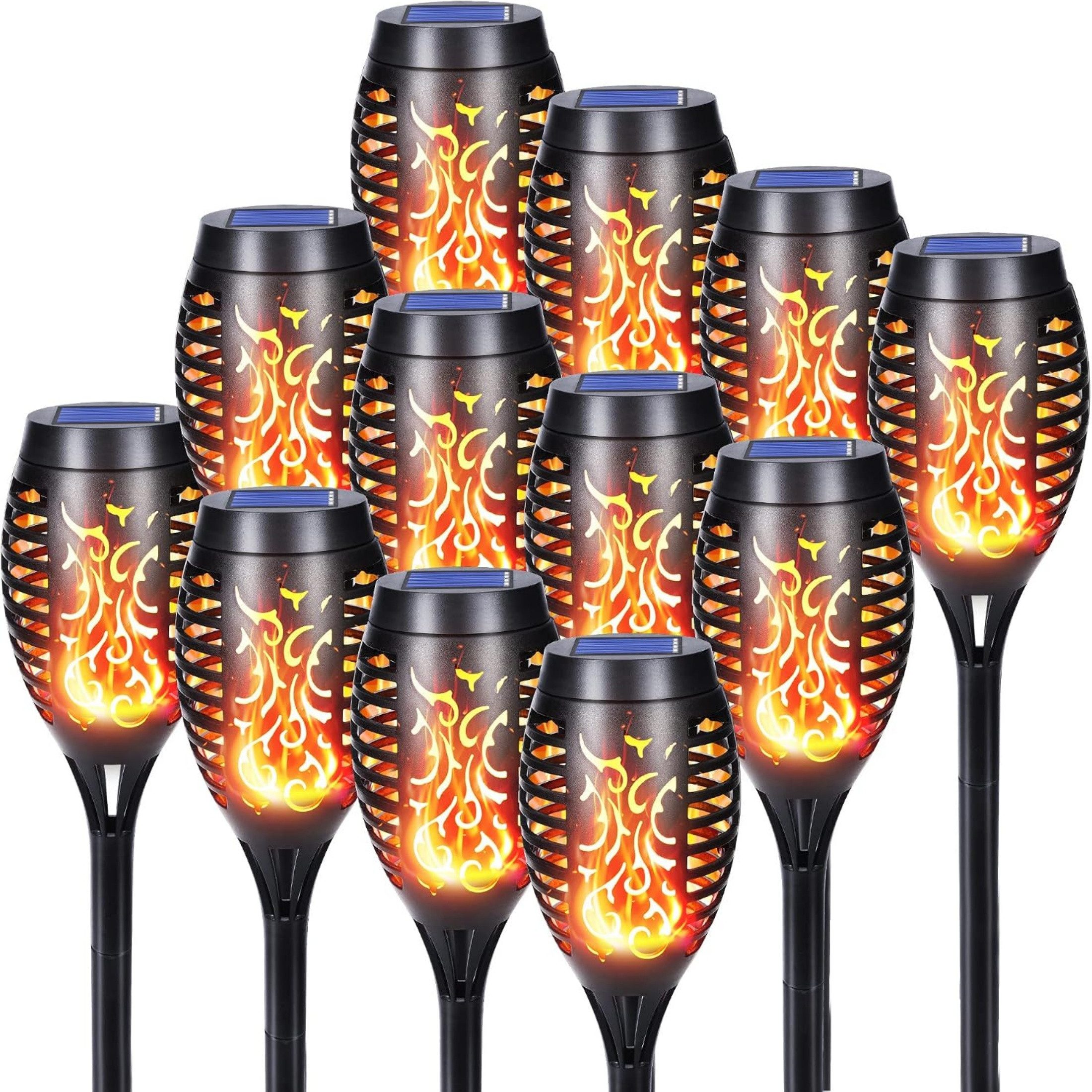 Blossom LED Solarleuchte Solarlampen für Garten, 12er Set LED Solarleuchten, IP65, kabellos, Solar Gartenfackeln Flammeneffekt, für Garten Wege Terrasse, Halloween