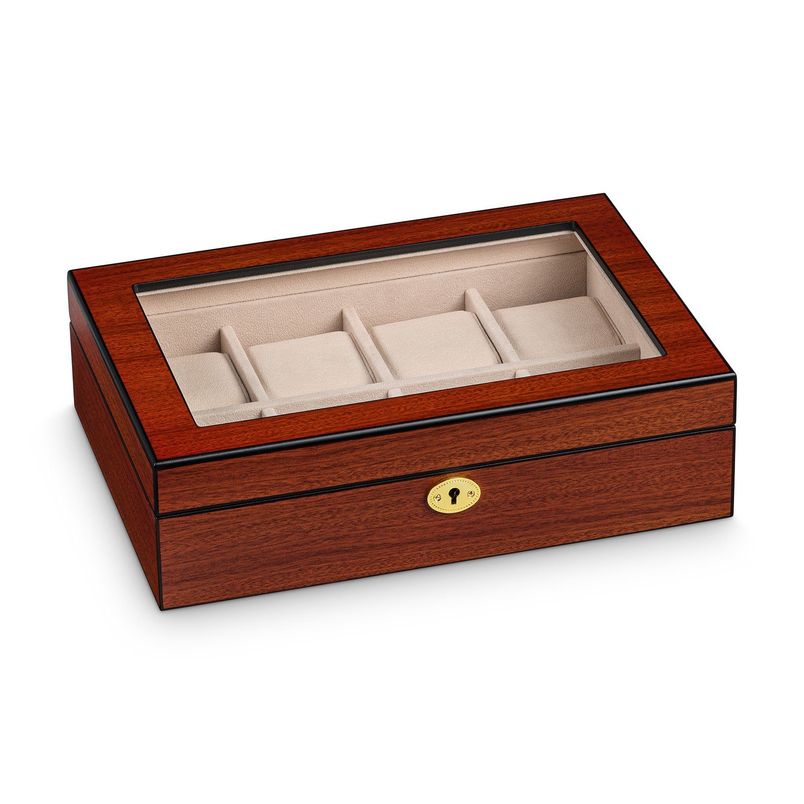Hermann Jäckle Uhrenbox Aalen Uhrenkasten aus Holz für 8 Uhren Kirschholzdekor (2105-C)