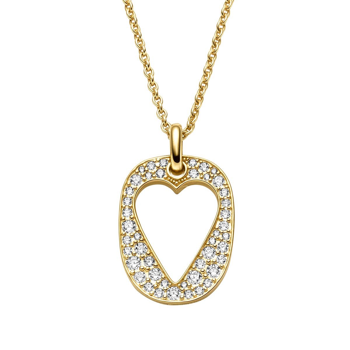 VIVENTY Kette mit Anhänger Halskette-Anhänger Herz Zirkonia Silber 18k Vergoldet 788952