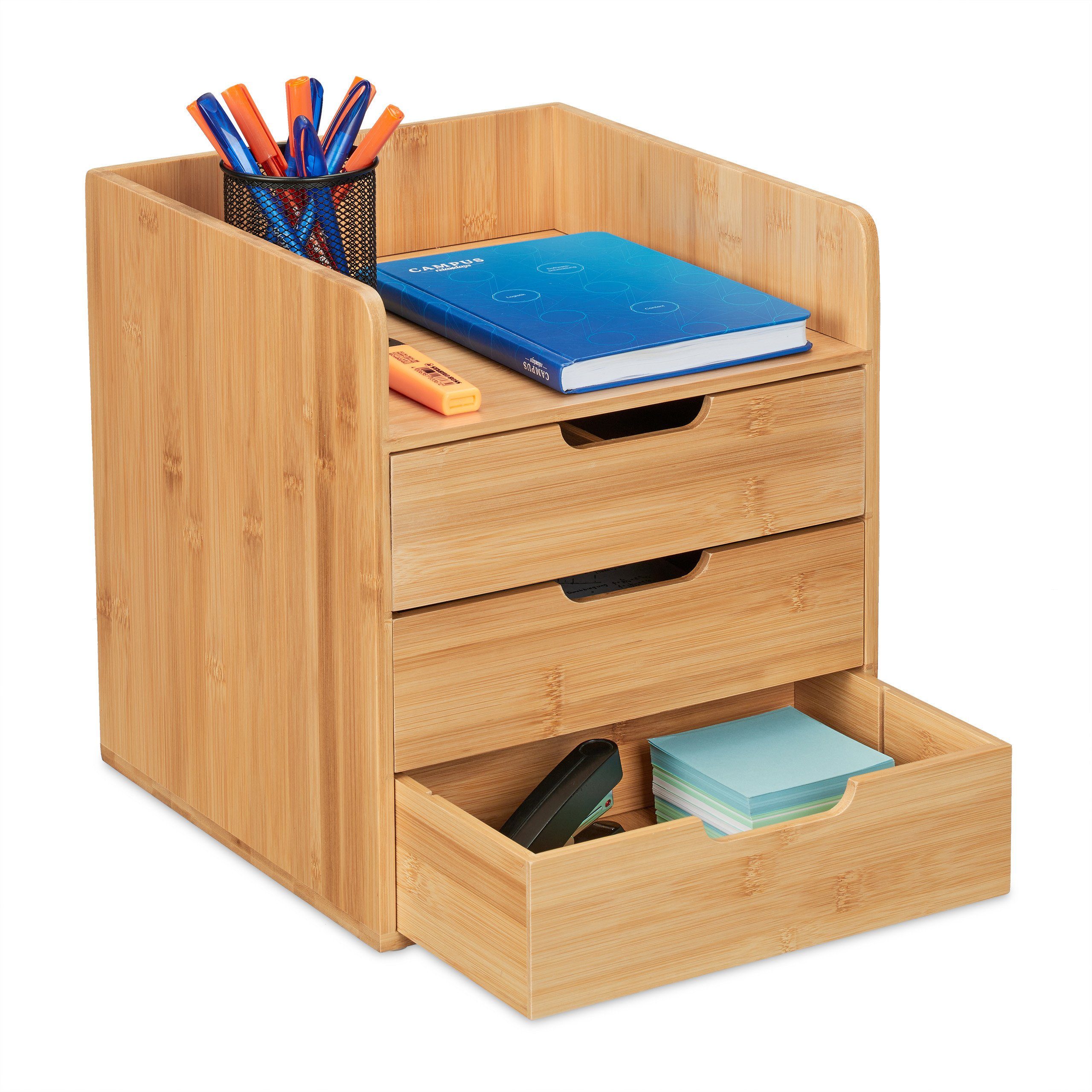 relaxdays Organizer Schreibtisch Organizer mit 3 Schubladen (1 St)