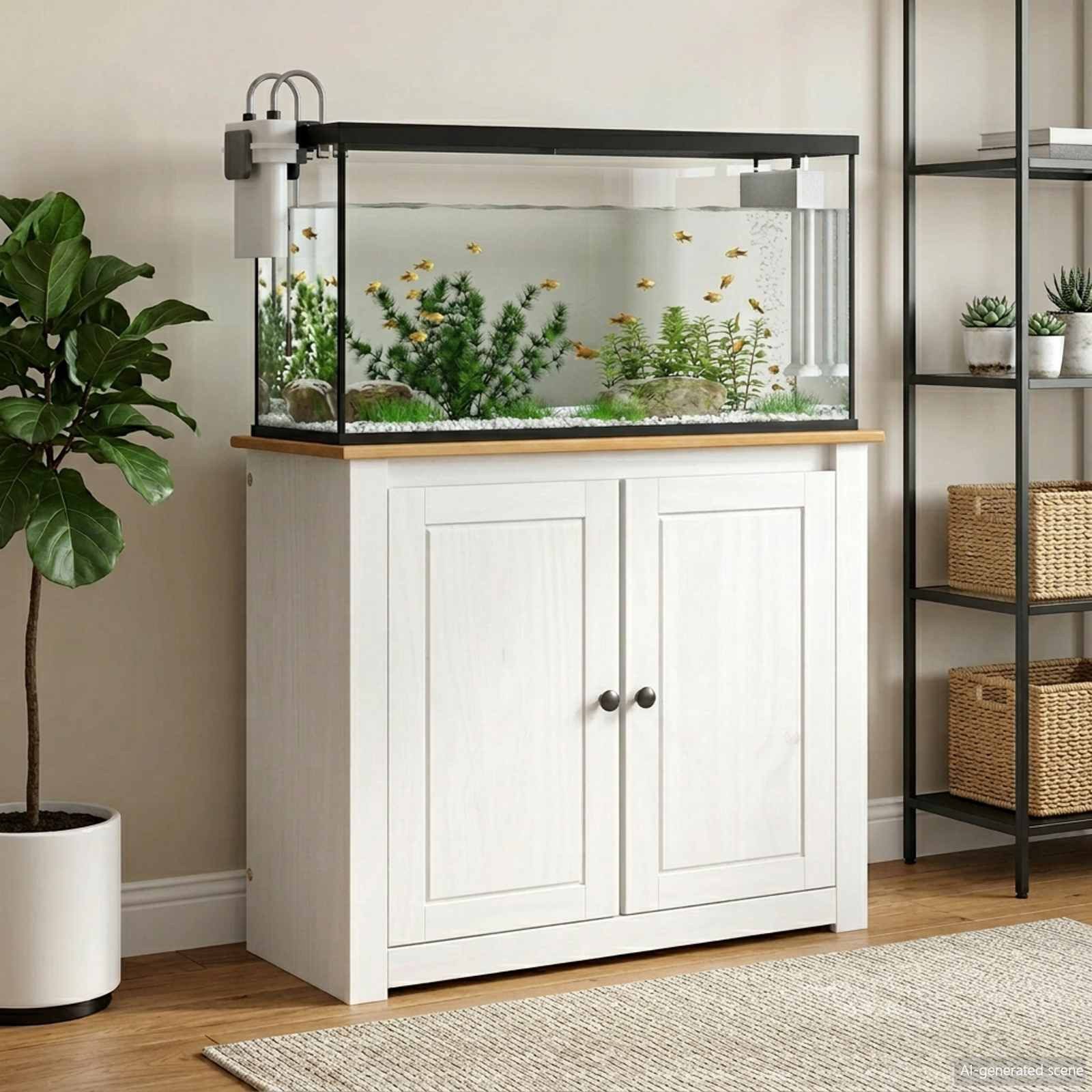 vidaXL Aquariumunterschrank Aquariumständer PANAMA Weiß und Braun 81 x 36 x 73 cm 250 kg (1-St)