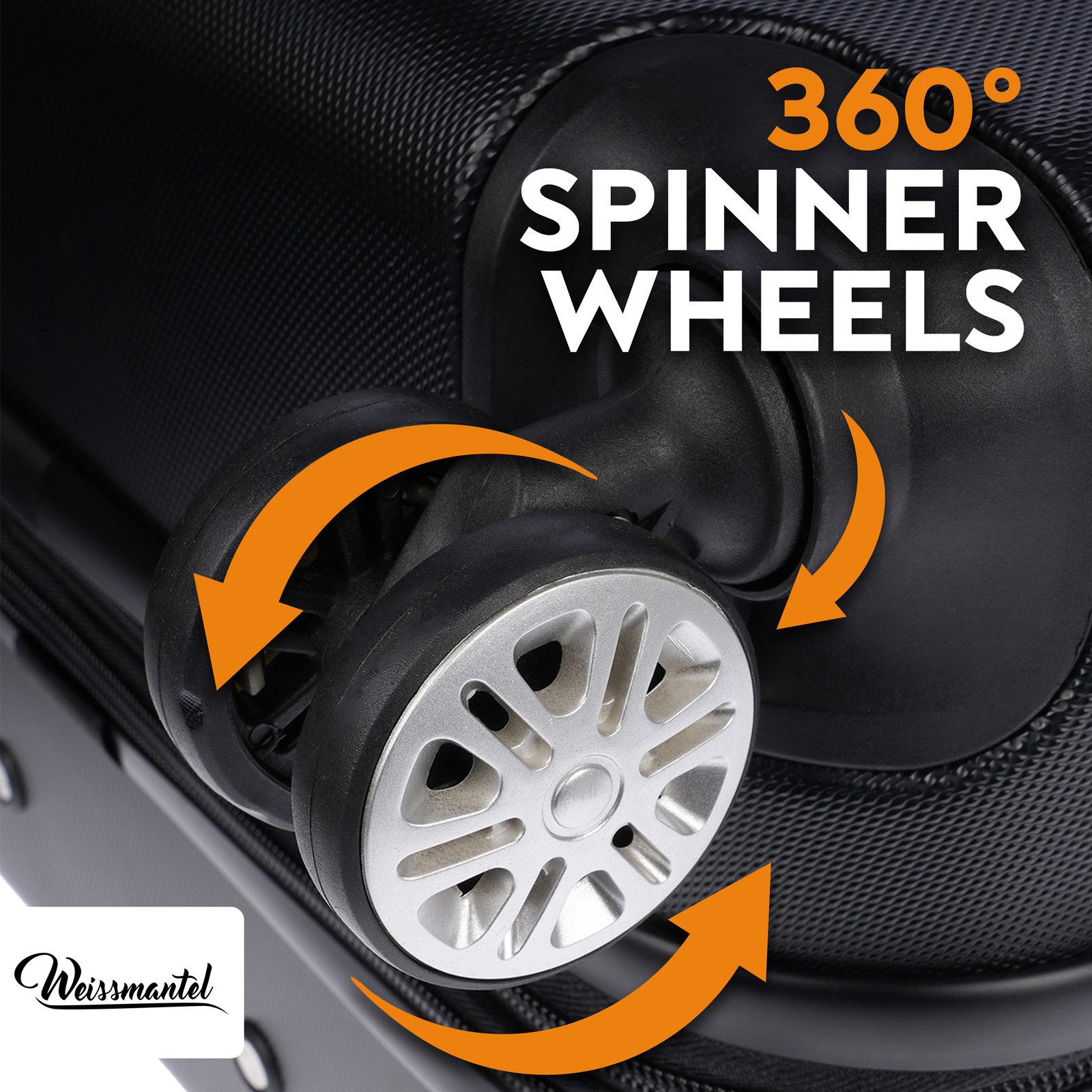 Weissmantel Kofferset 5er Koffer Set Hartschalenkoffer Kofferset XL Bordgepäck Handgepäck, (Suitcase 5 teilig Rollkoffer, Hartschalenkoffer Set, Reisekoffer, Kofferset, Koffer Set, Tolley Set), Mit Dehnfalte / Dehnfuge erhöht das Volumen der Koffer um 15 Prozent