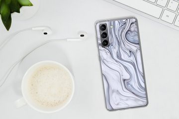 MuchoWow Handyhülle Marmor - Weiß - Schwarz, Phone Case, Handyhülle Samsung Galaxy S21, Silikon, Schutzhülle